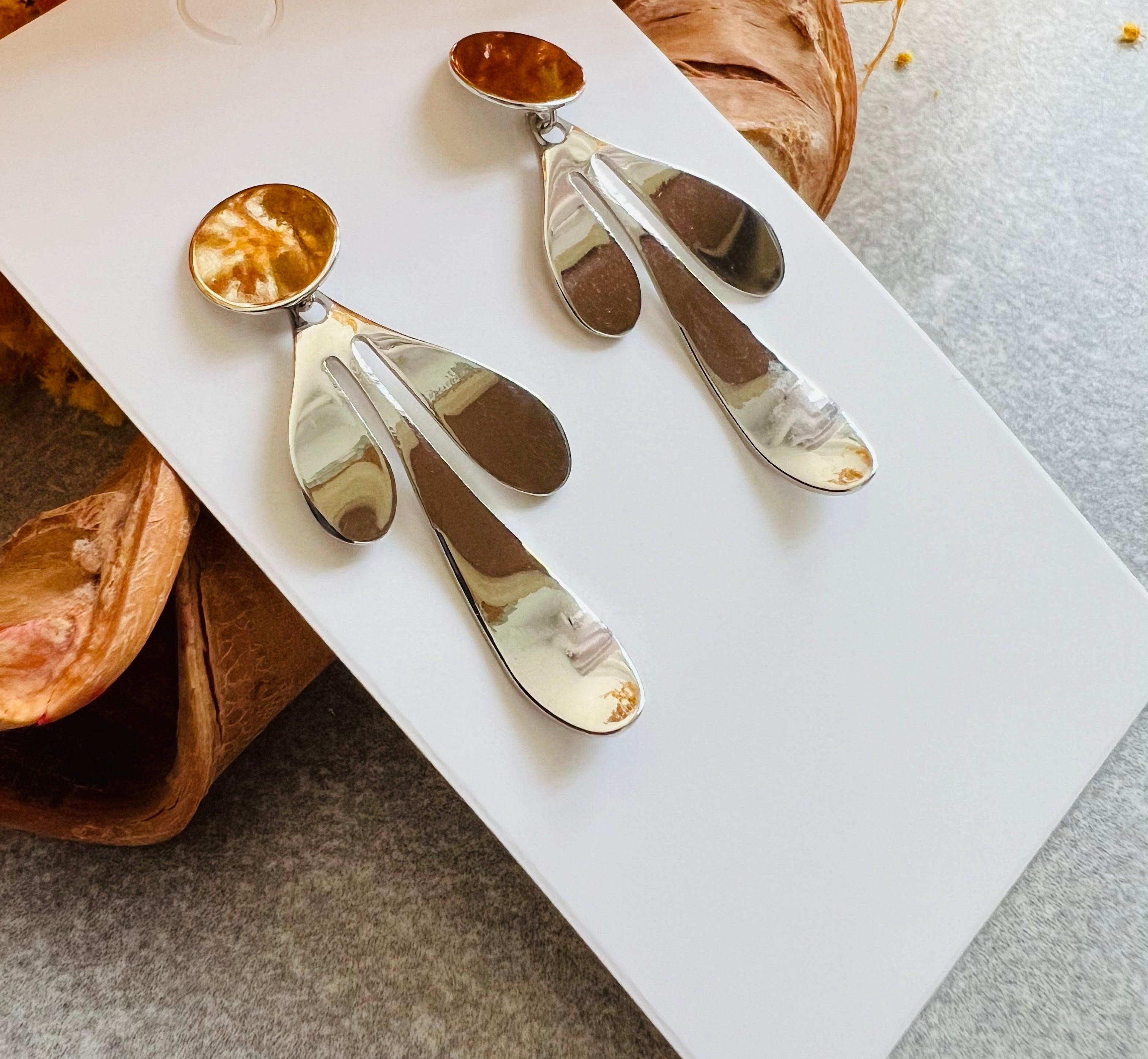 Boucles d’oreilles NOEMI gouttes argentées - Créations Uniques