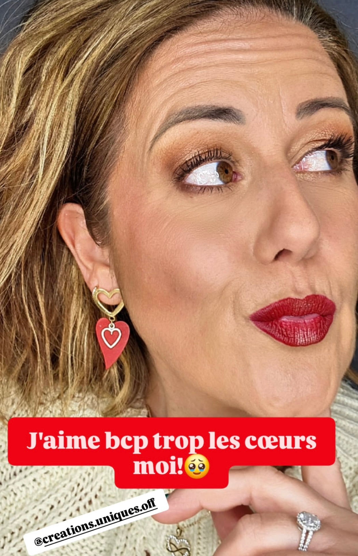 Boucles d’oreilles MARIE-MAUD cœurs rouges - Créations Uniques - Créations Uniques