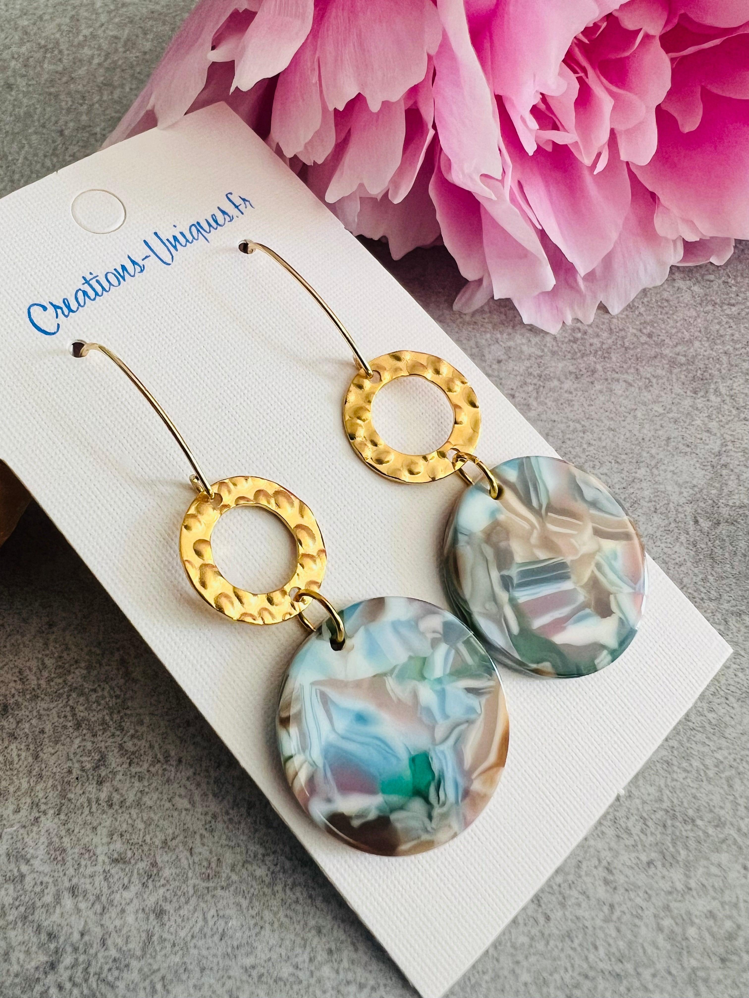 Boucles d’oreilles KRISTA résine colorée - Créations Uniques - Créations Uniques