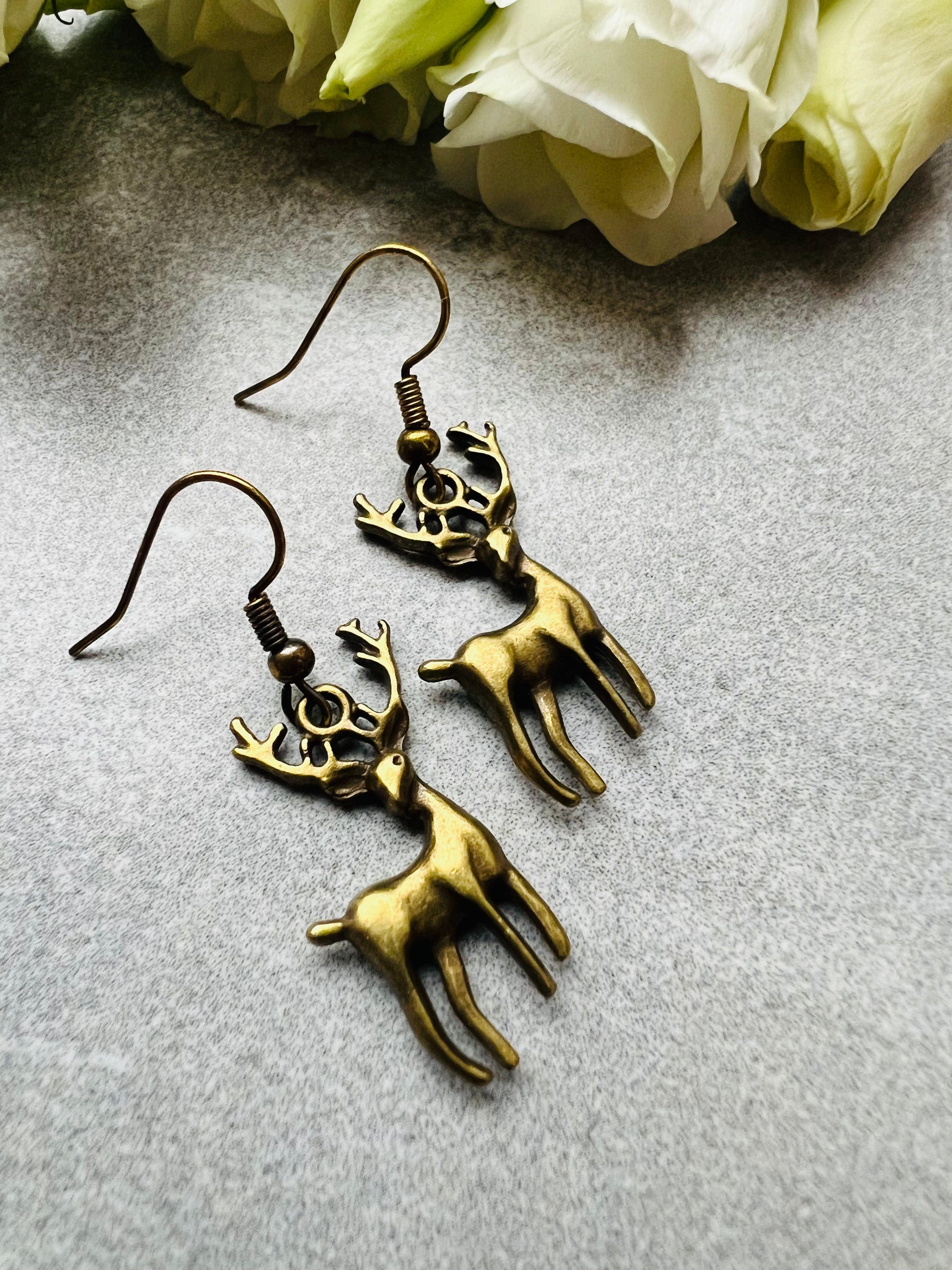 Boucles d’oreilles MARIEL Rennes de Noël bronze - Créations Uniques - Créations Uniques