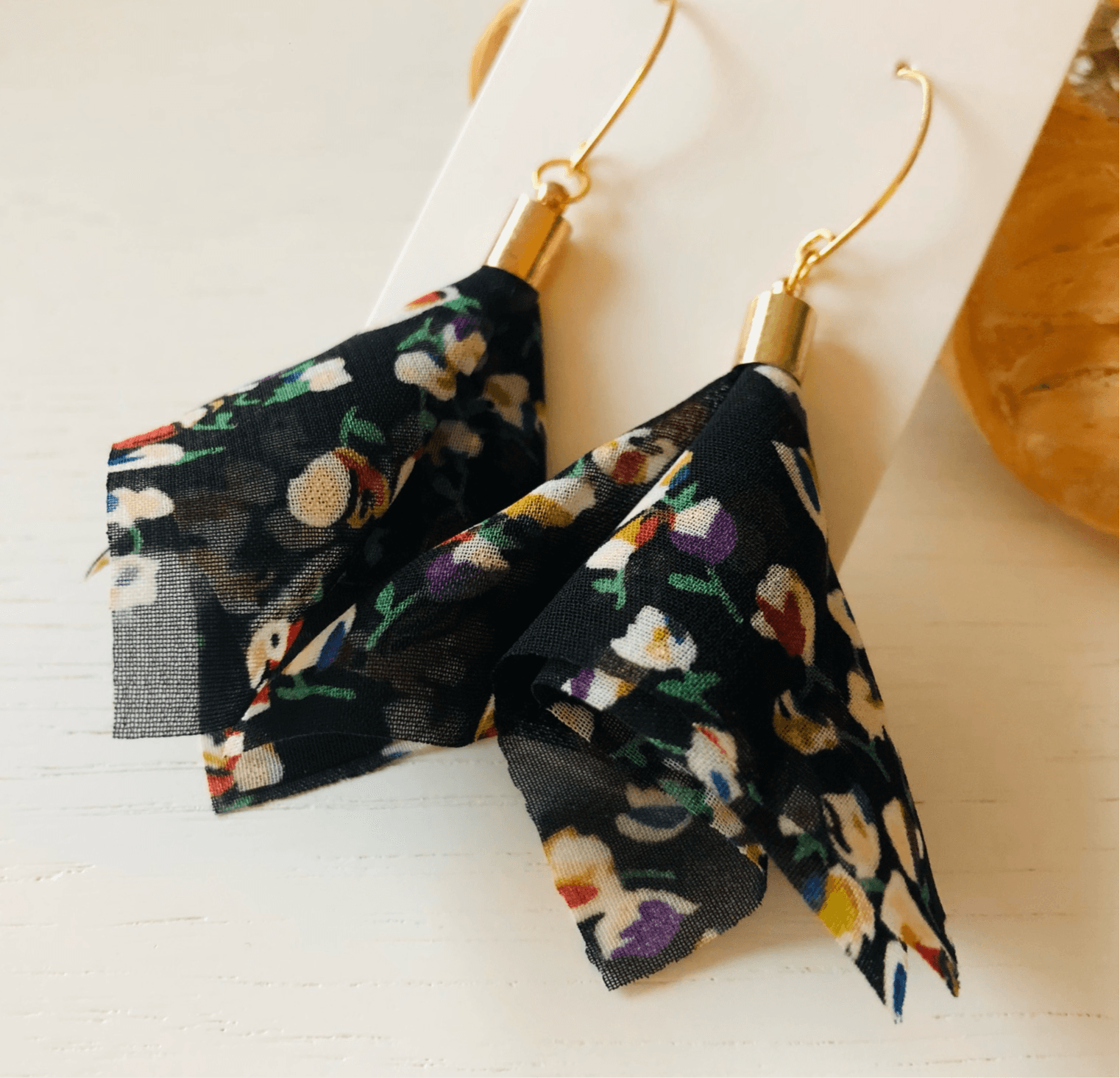 Boucles d’oreilles JOSIANE tissu motif fleuri - Créations Uniques - Créations Uniques