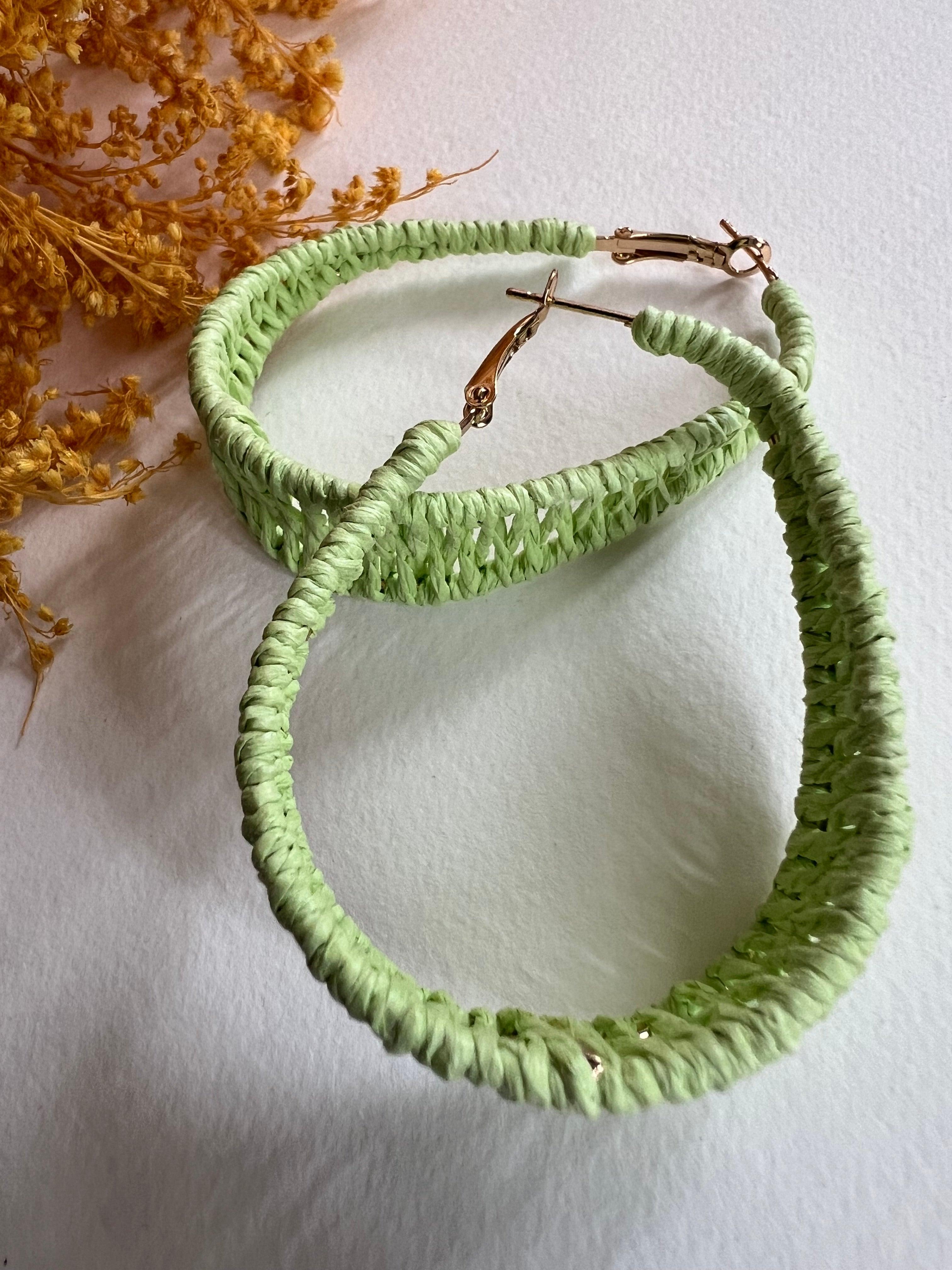 Boucles d’oreilles MAELANNE créoles tressées vertes - Créations Uniques