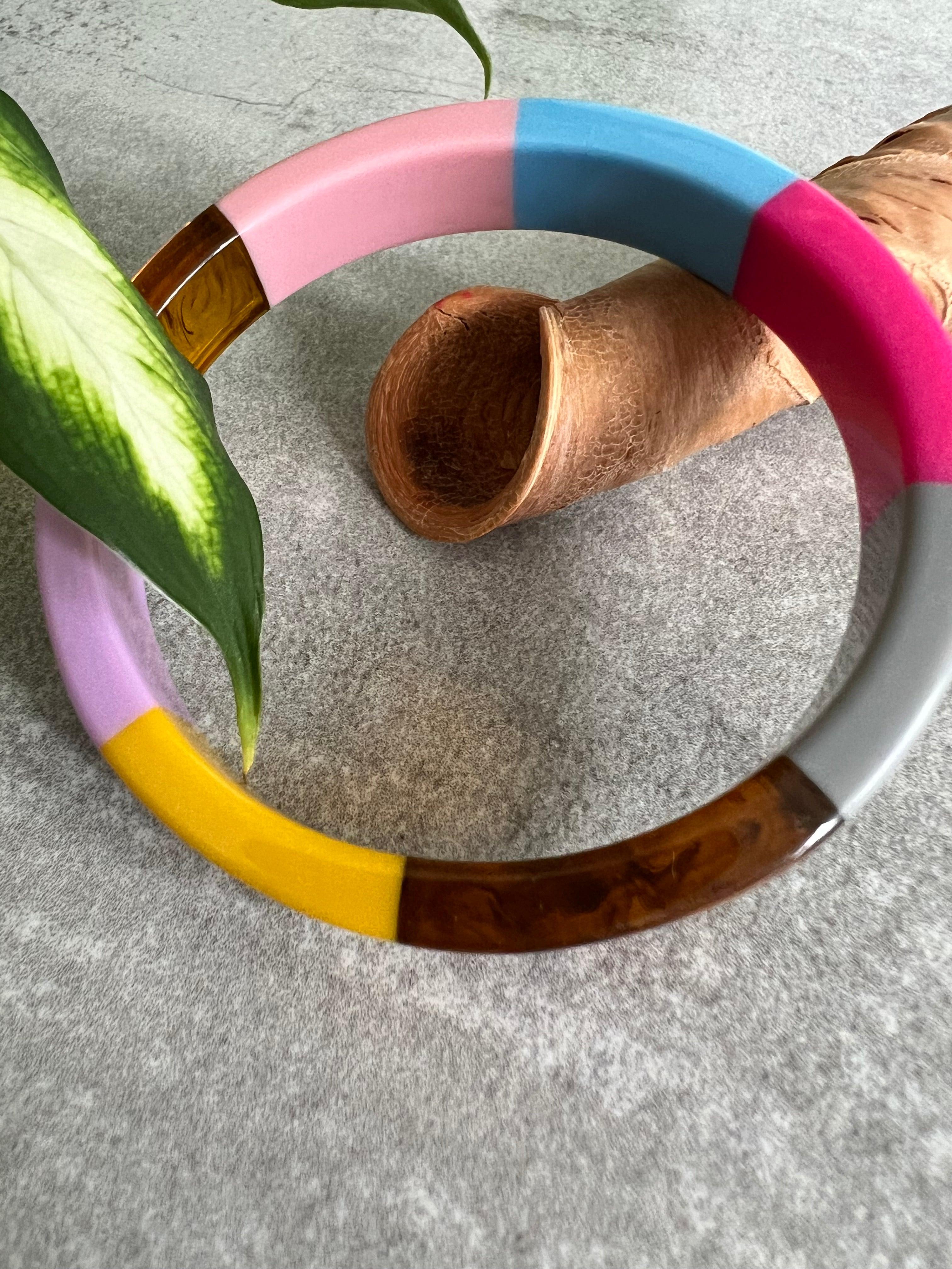 Bracelet VICKY résine multicolore - Créations Uniques