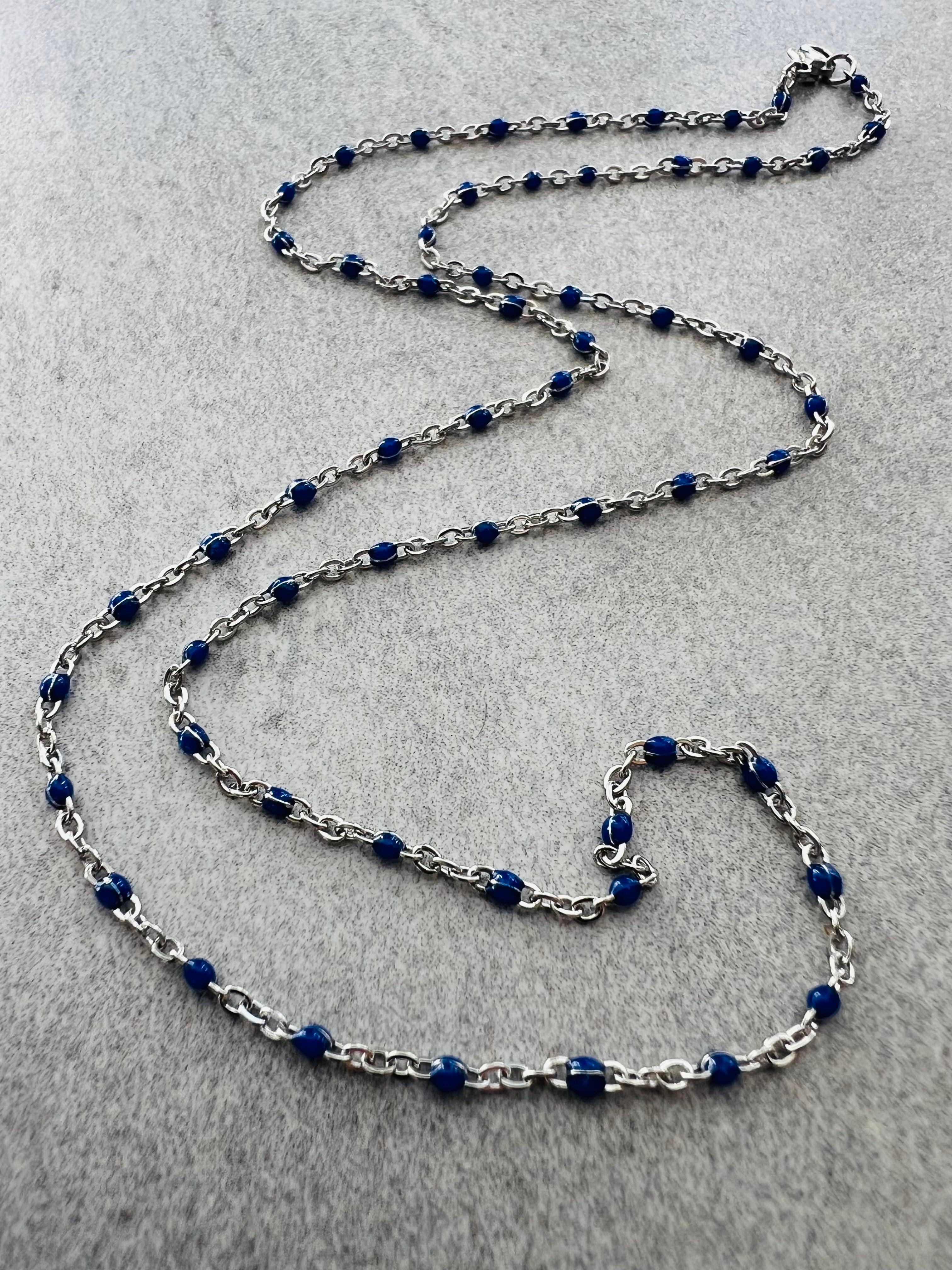 Collier ETHEL bleu marine - Créations Uniques