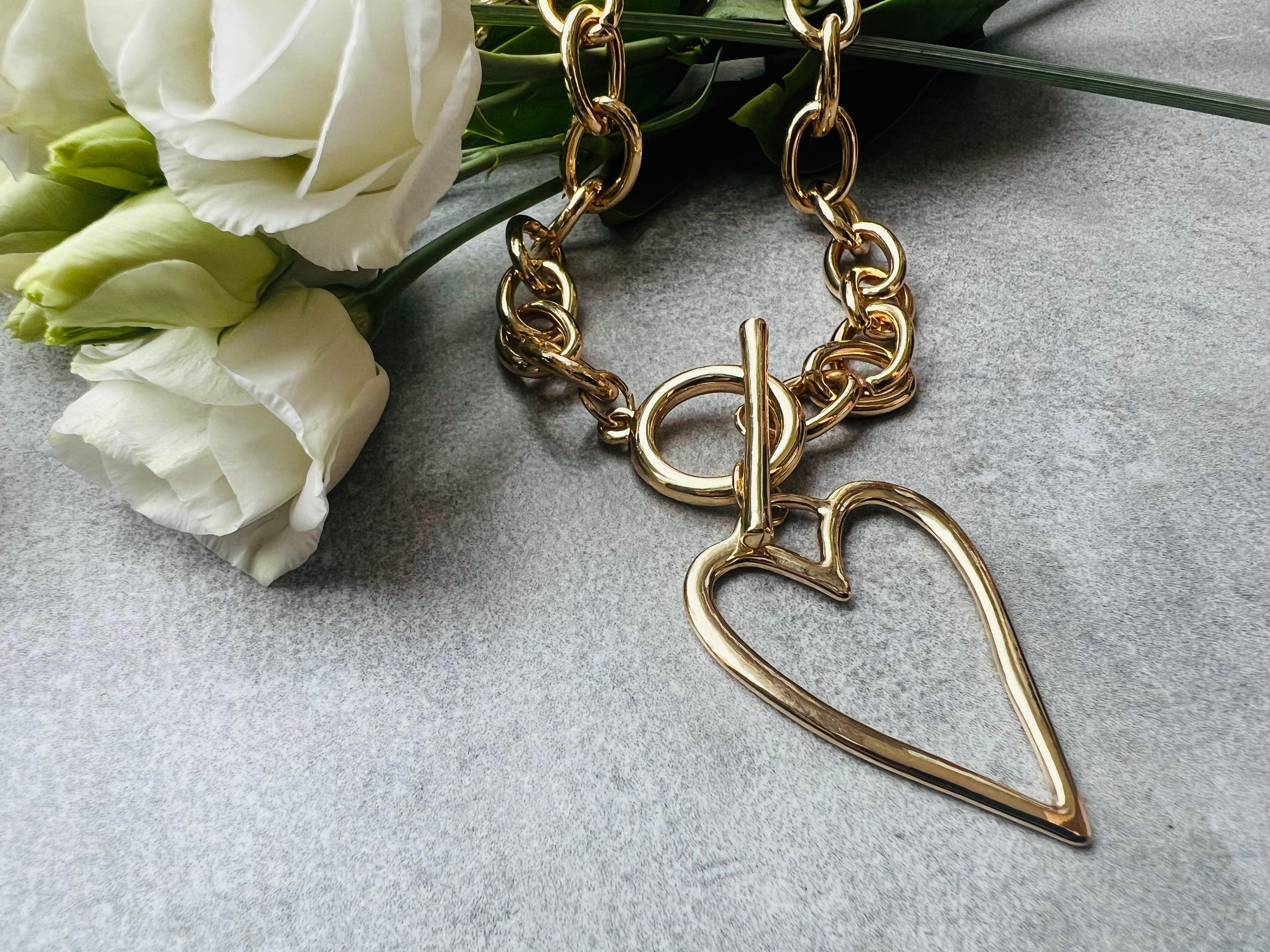 Collier TORI doré pendentif cœur, - Créations Uniques