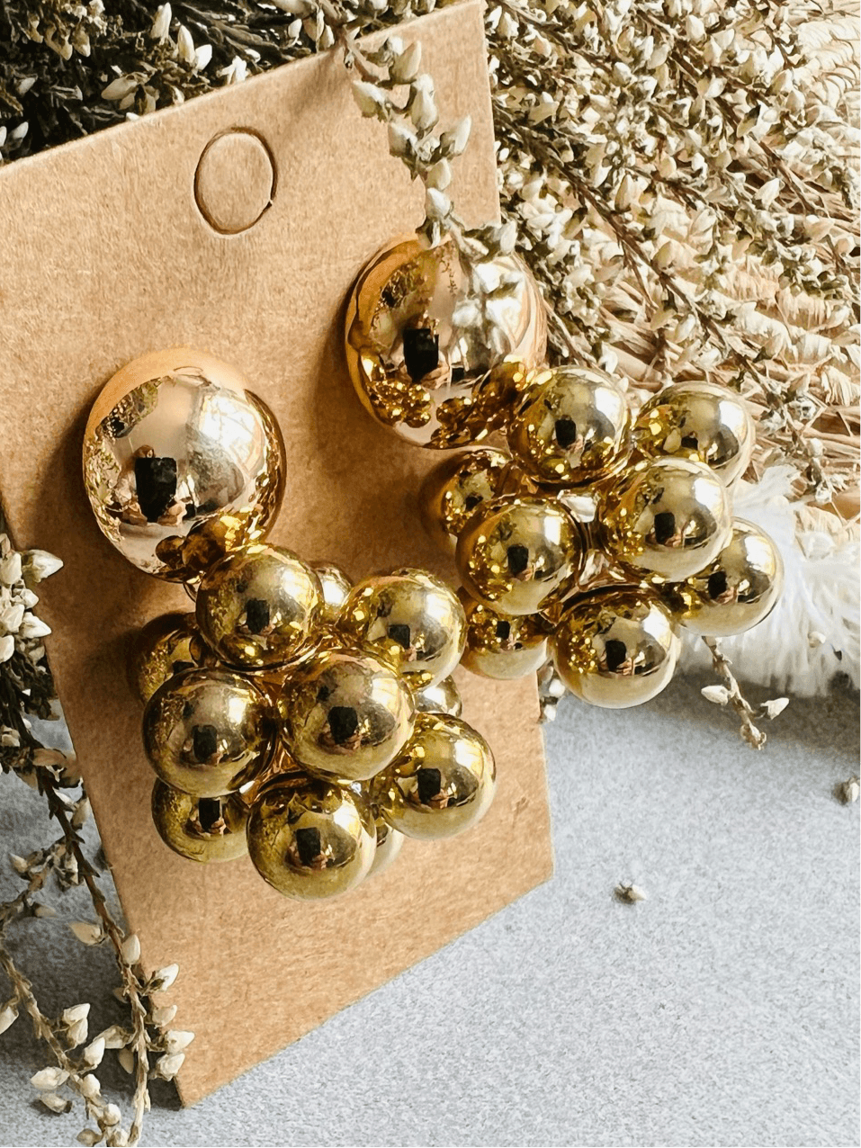 Boucles d’oreilles ALISON boules de perles dorées - Créations Uniques - Créations Uniques