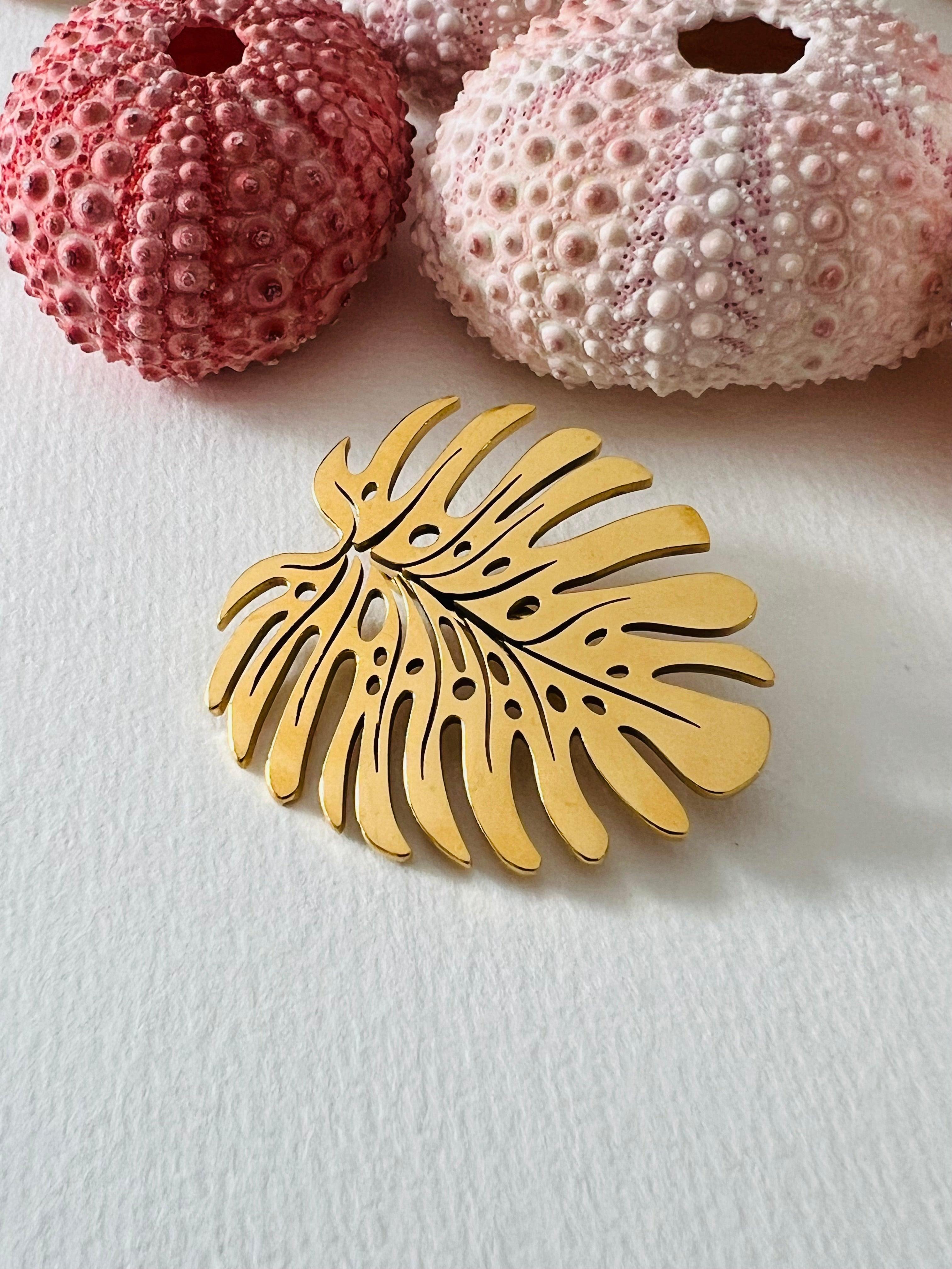 Broche HOLIDAYS feuille tropicale - Créations Uniques