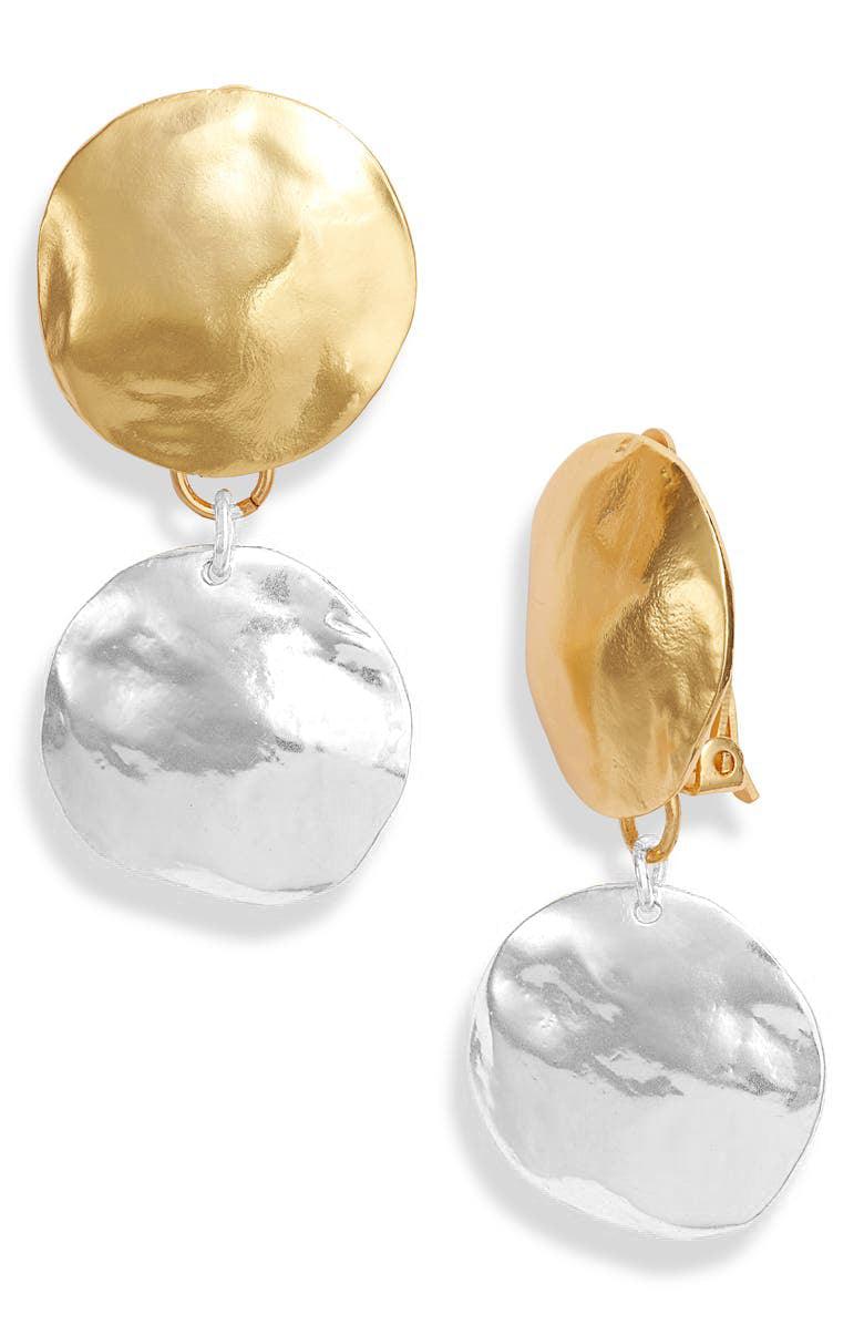 E70674 Boucles d'oreilles Métaux mixtes à clipser - Karine Sultan - Créations Uniques