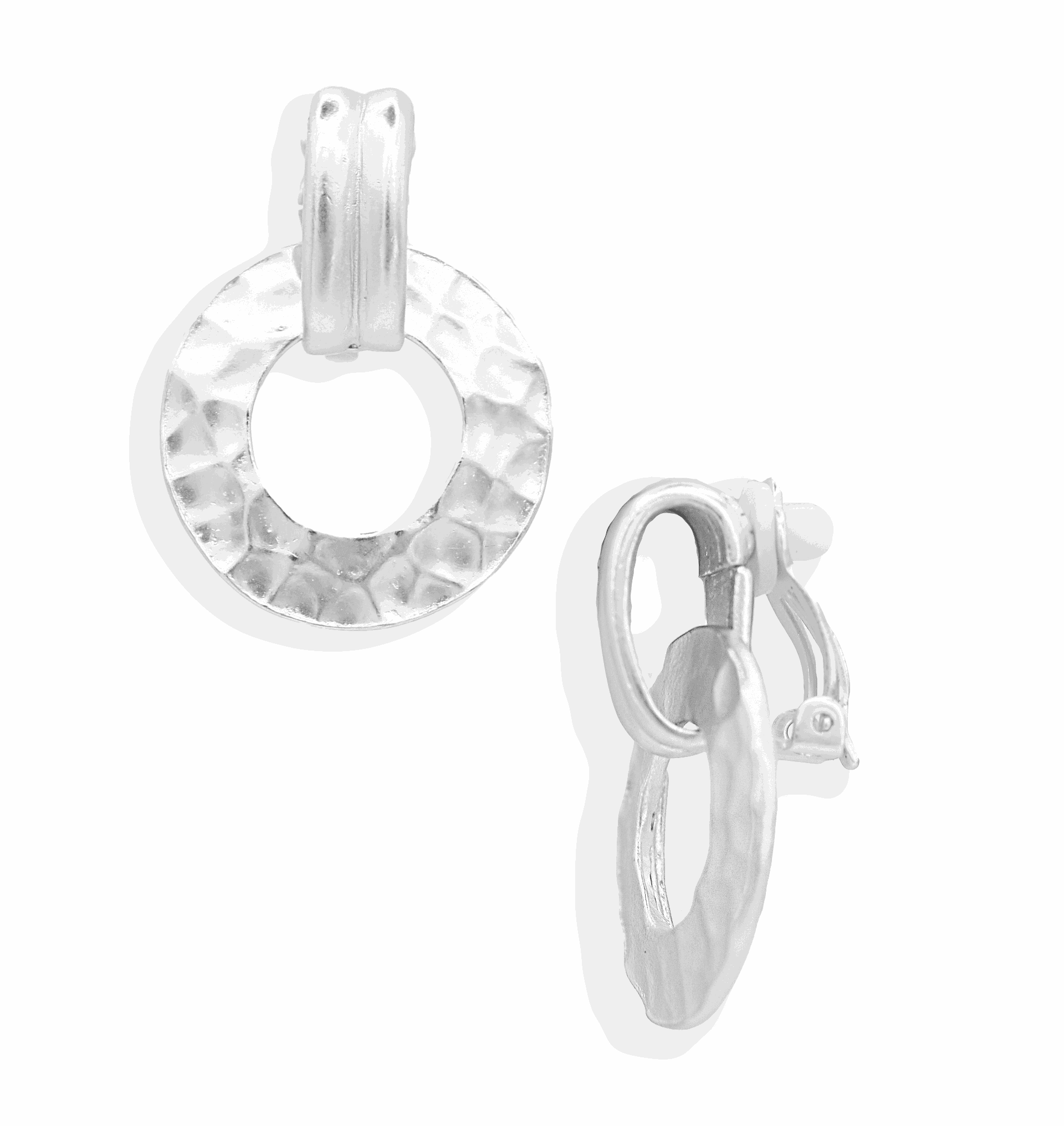 E71086 Boucles d'oreilles clips heurtoir martelé - Karine Sultan - Créations Uniques