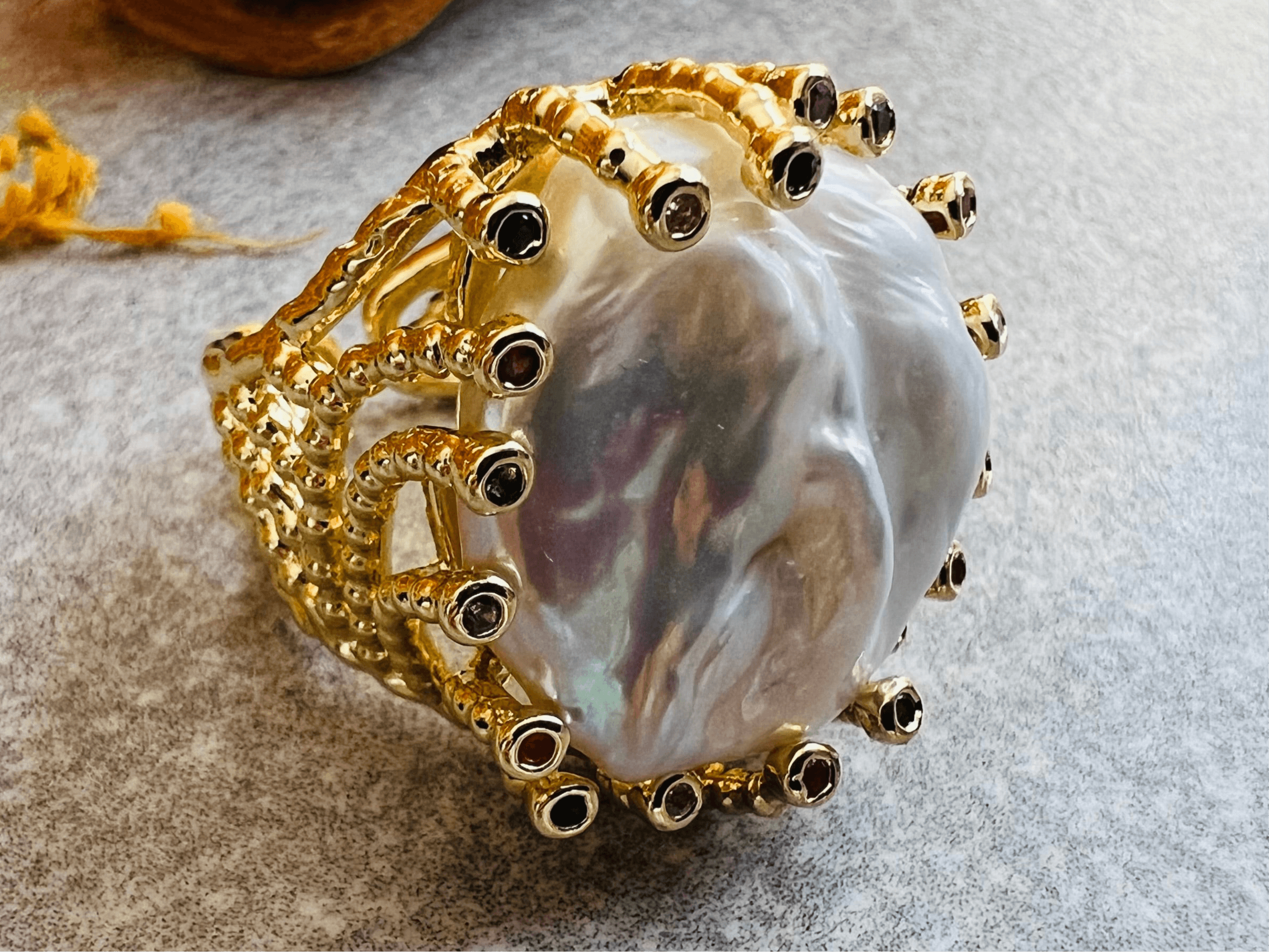 Bague BEATRICE perle blanc nacré - Créations Uniques