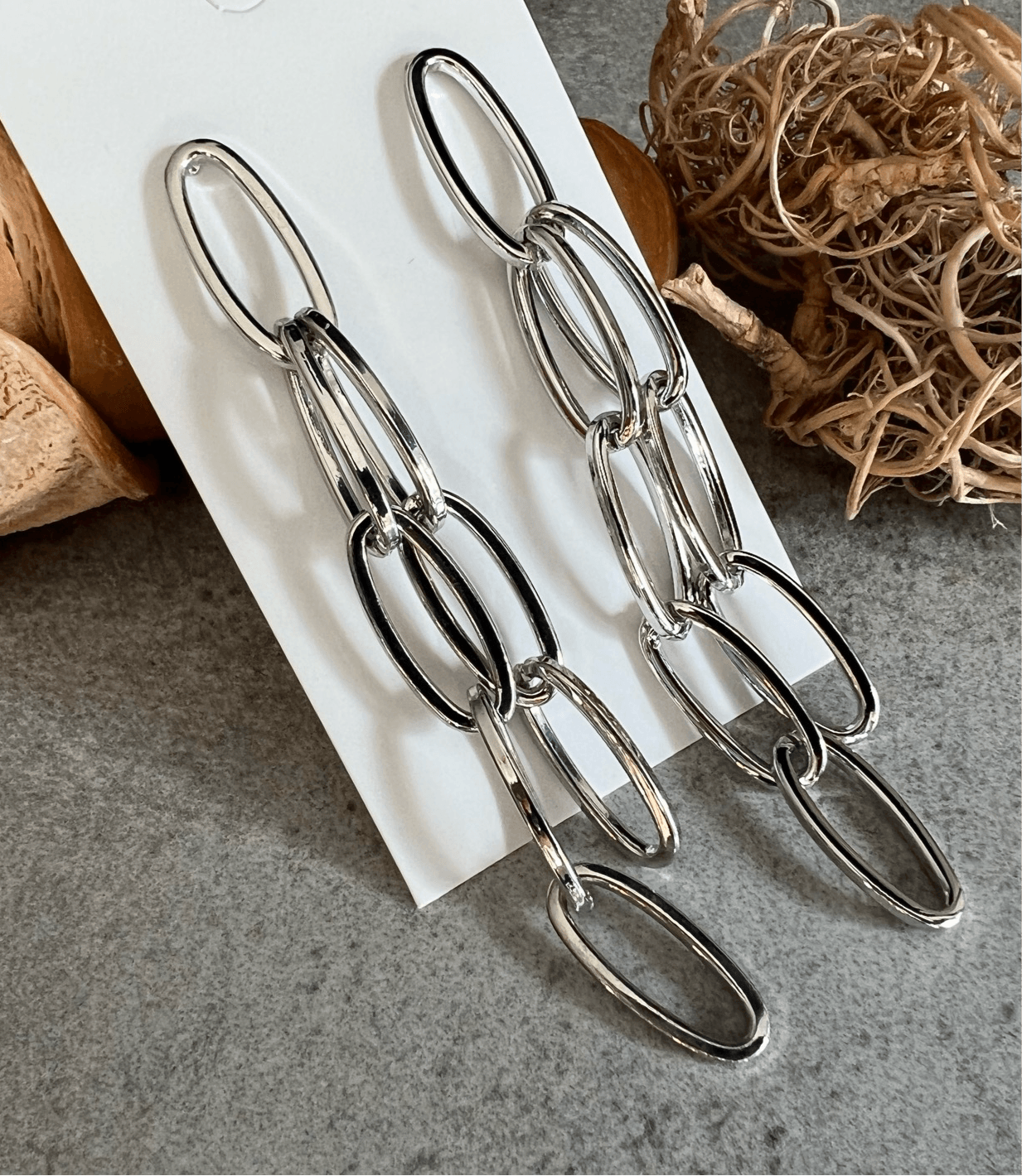 Boucles d’oreilles JOSINE maillons argentés - Créations Uniques