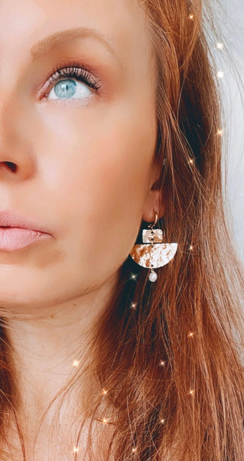 Boucles d’oreilles ANGELIK demi cercle laiton doré plaqué or - Créations Uniques