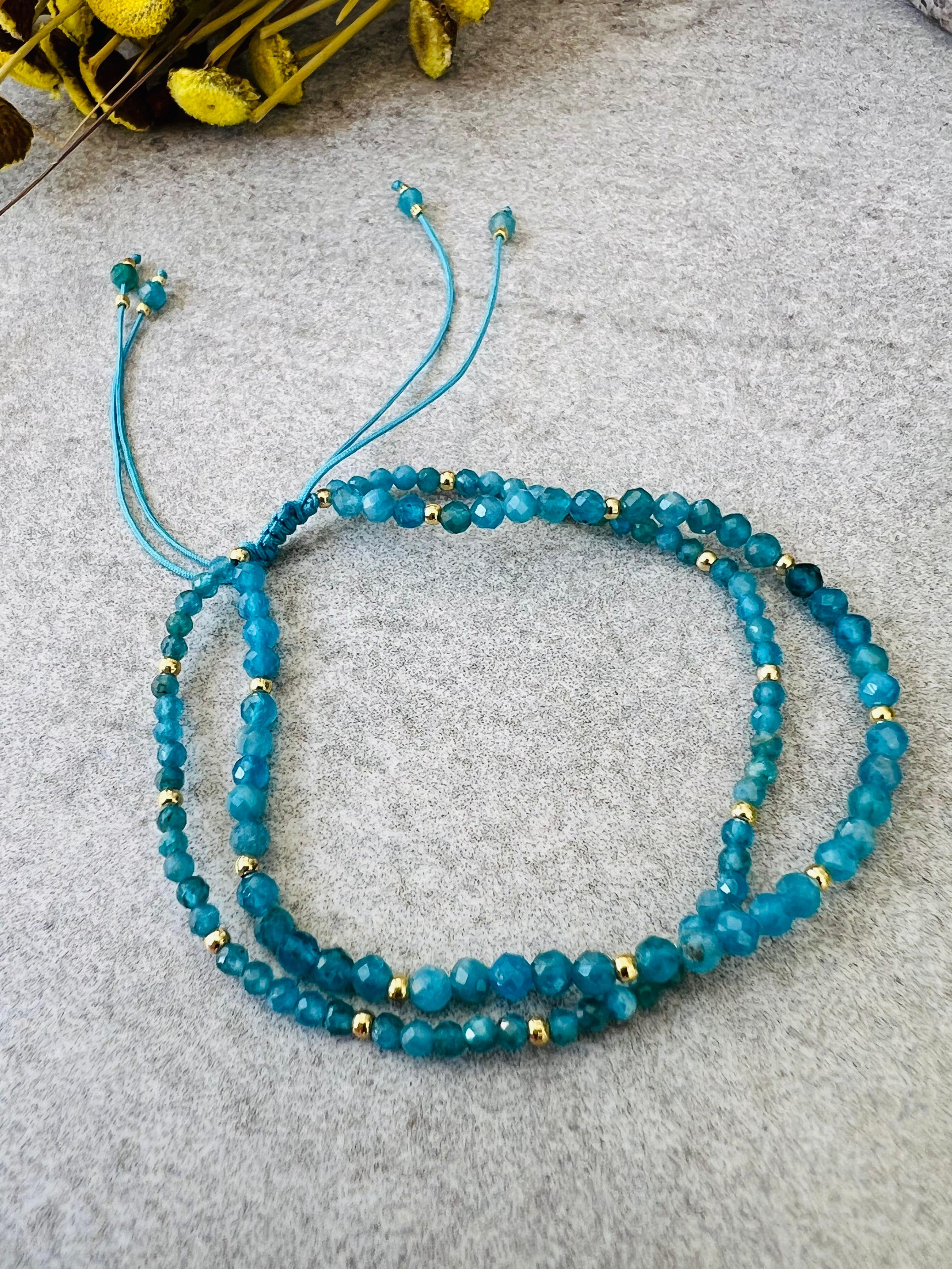 Bracelet INAYA bleu deux rangs - Créations Uniques