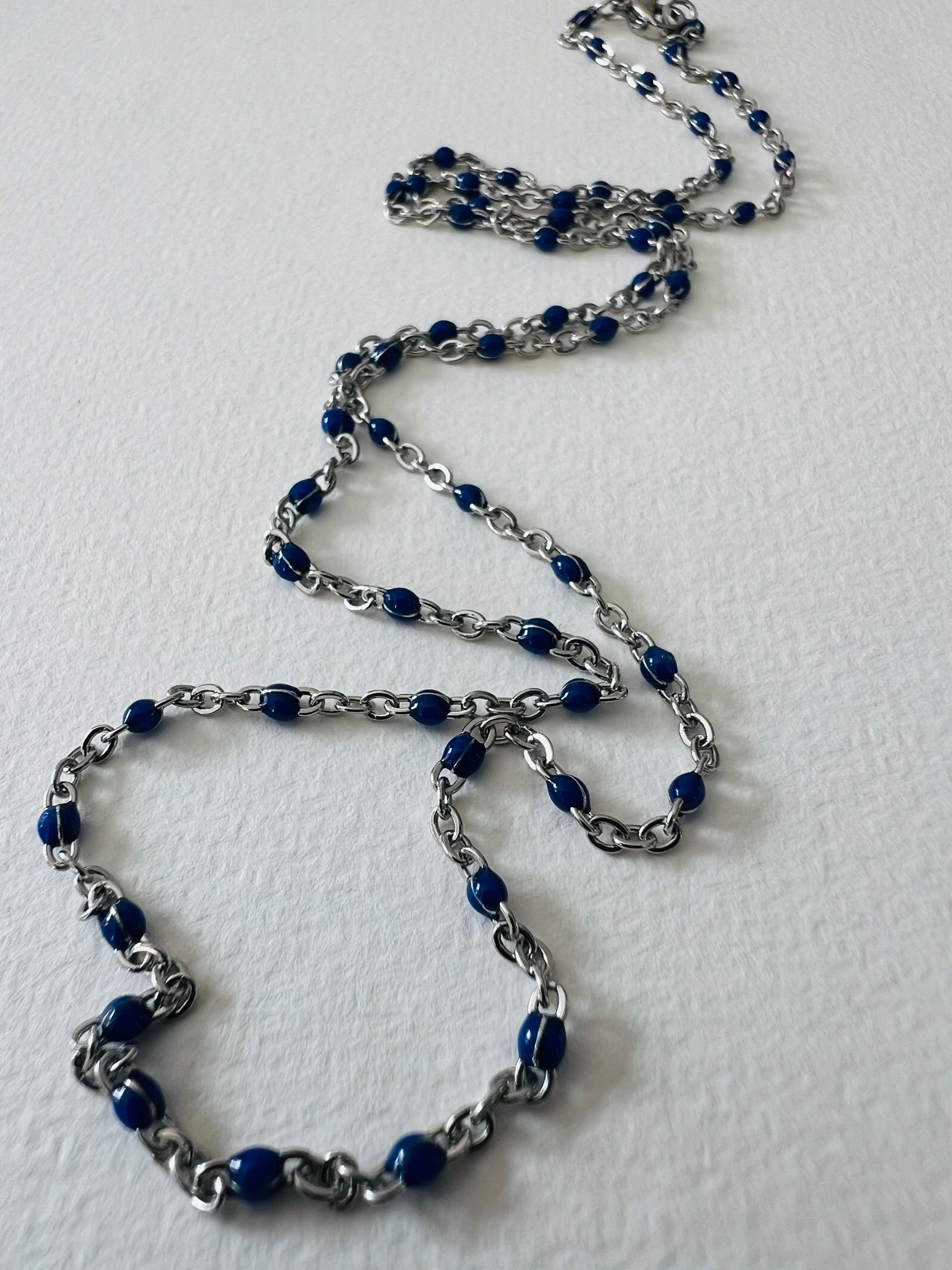 Collier ETHEL bleu marine - Créations Uniques