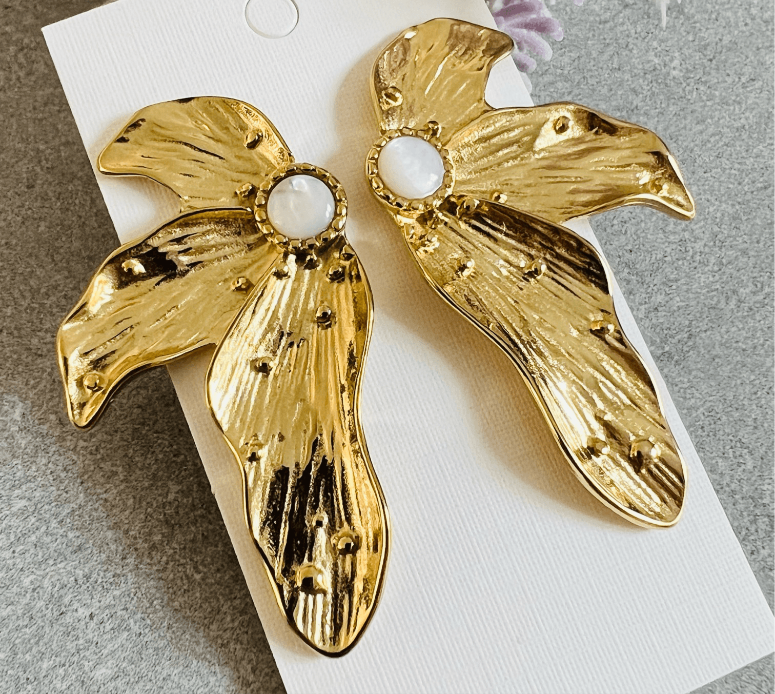 Boucles d’oreilles OLYMPE feuilles chic dorées - Créations Uniques