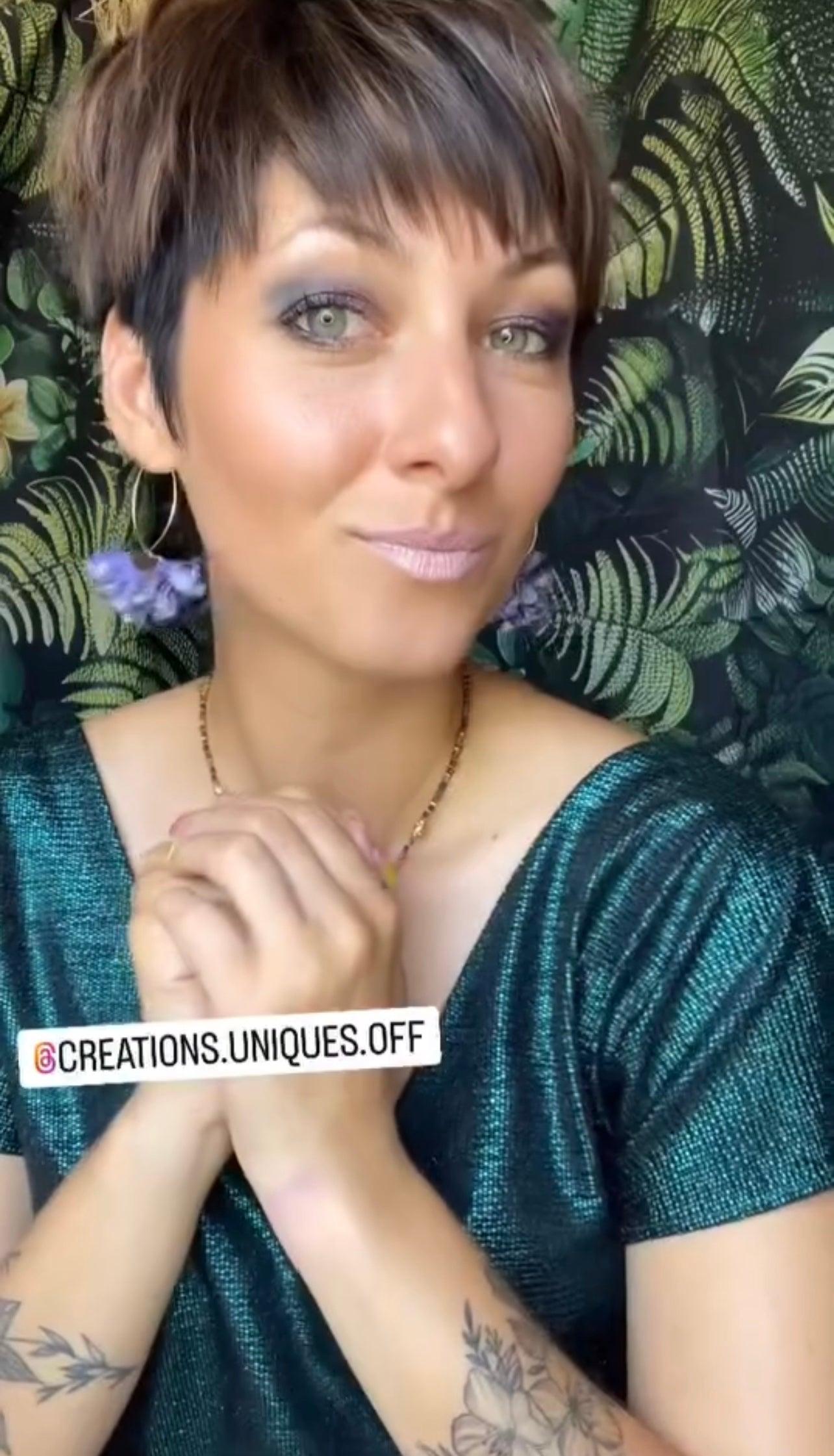 Boucles d’oreilles COLETTE pampilles tissu violettes - Créations Uniques - Créations Uniques