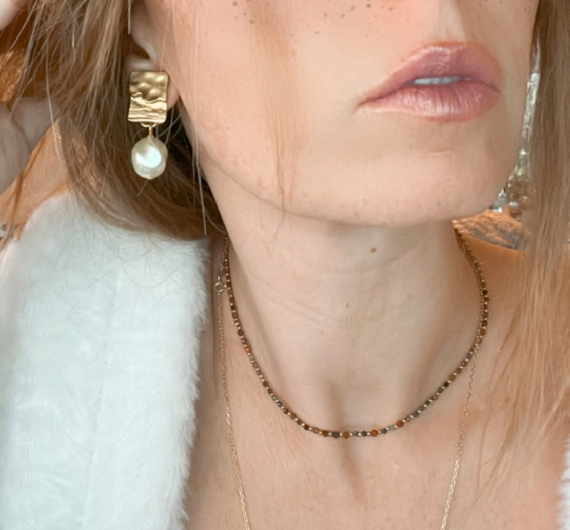 E70678 Boucles d'oreilles clips goutte perles - Karine Sultan - Créations Uniques