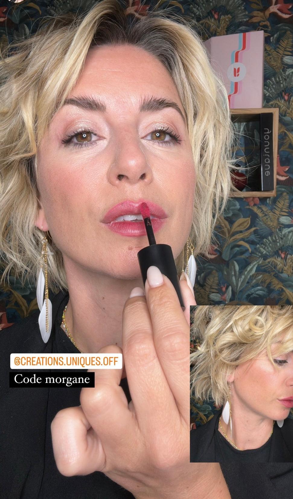 Boucles d’oreilles ANAÏS longues plumes blanches et grises - Créations Uniques - Créations Uniques