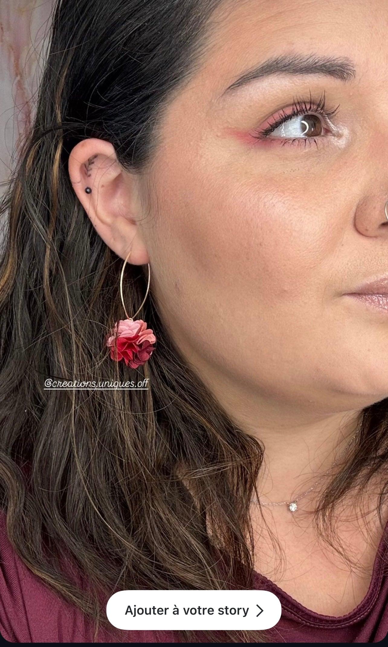 Boucles d’oreilles AMELIA pompons bordeaux - Créations Uniques - Créations Uniques