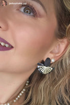 Boucles d’oreilles LALY éventails noirs et dorés superposés - Créations Uniques - Créations Uniques