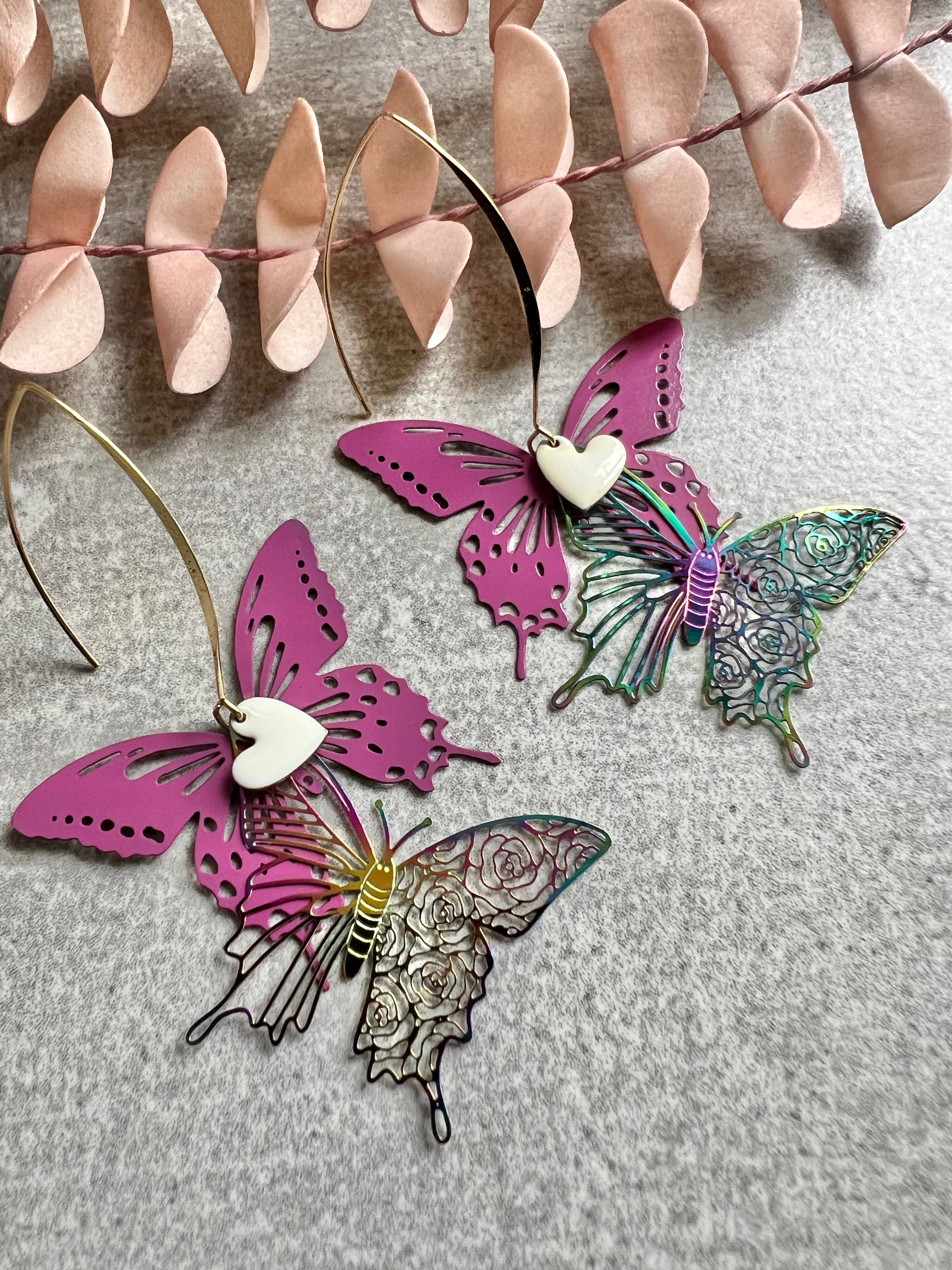 Boucles d’oreilles MIRABEL papillons violets - Créations Uniques - Créations Uniques