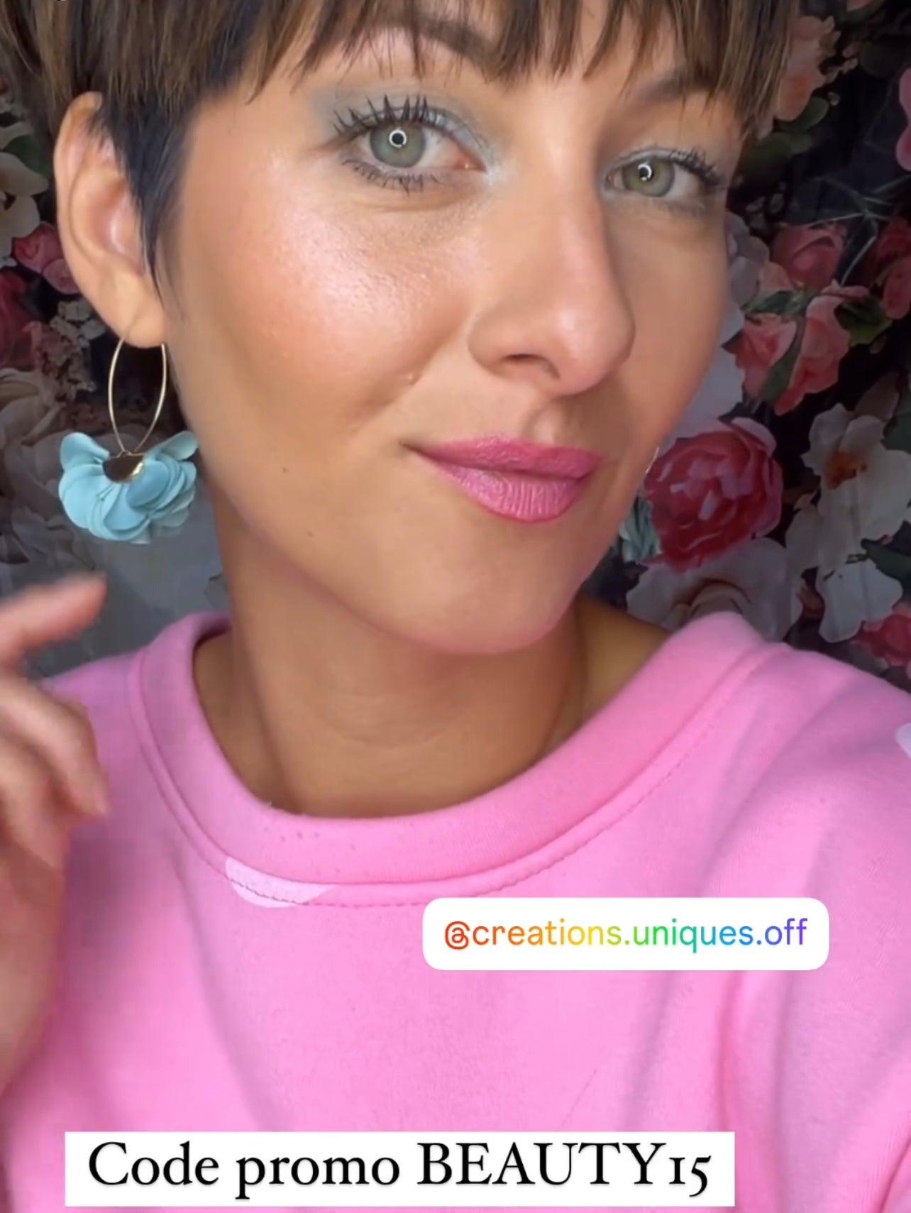 Boucles d’oreilles anneaux ovales KAREN pampilles tissu vert - Créations Uniques - Créations Uniques