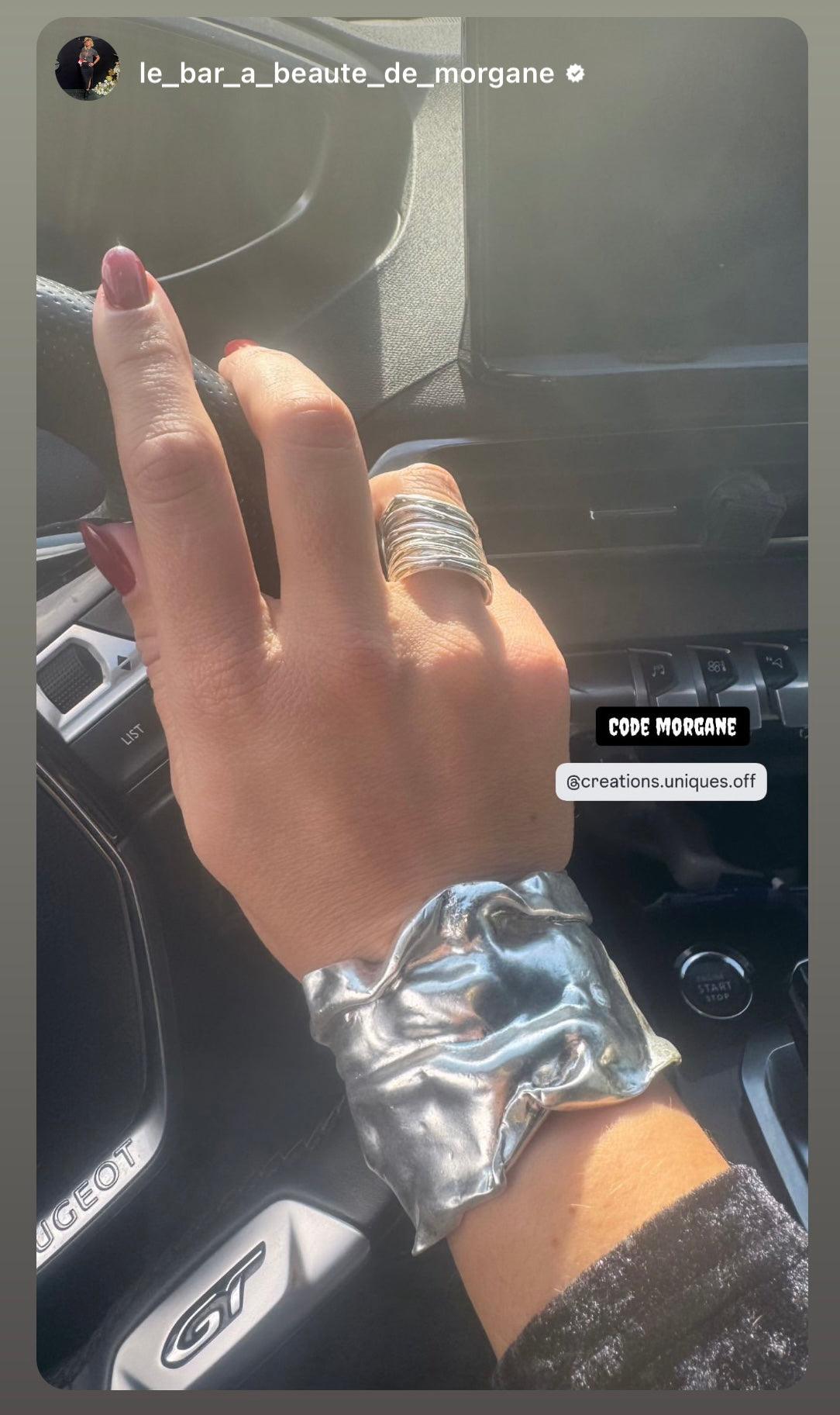 B67081 Bracelet manchette en cotte de mailles - Karine Sultan - Créations Uniques