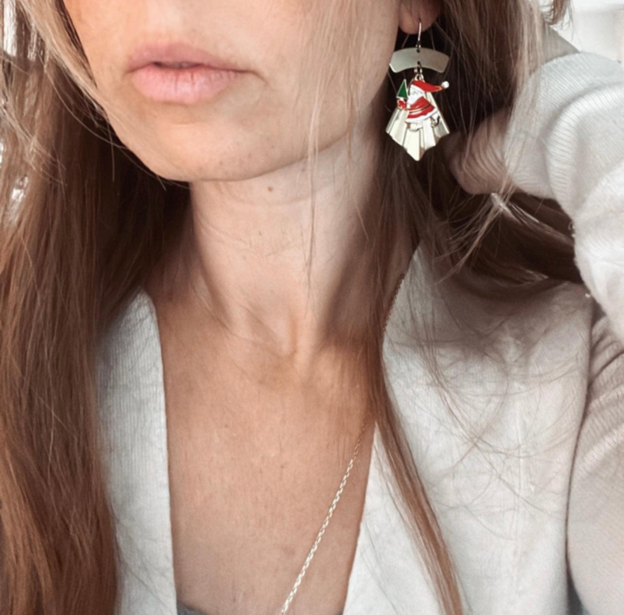 Boucles d’oreilles ADRIENNE thème Noël - Créations Uniques - Créations Uniques