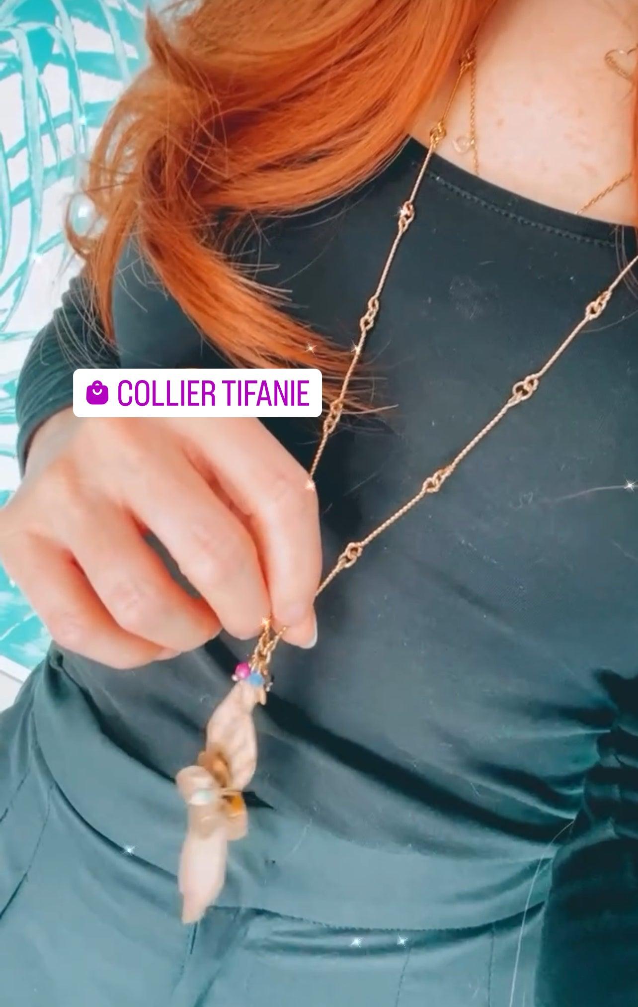 Collier sautoir TIFANIE pendentif perroquet doré - Créations Uniques