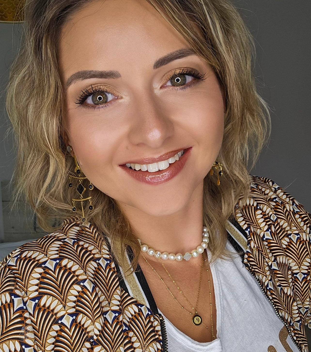 Boucles d’oreilles ISAURE noir et doré - inspiration japonaise - Créations Uniques