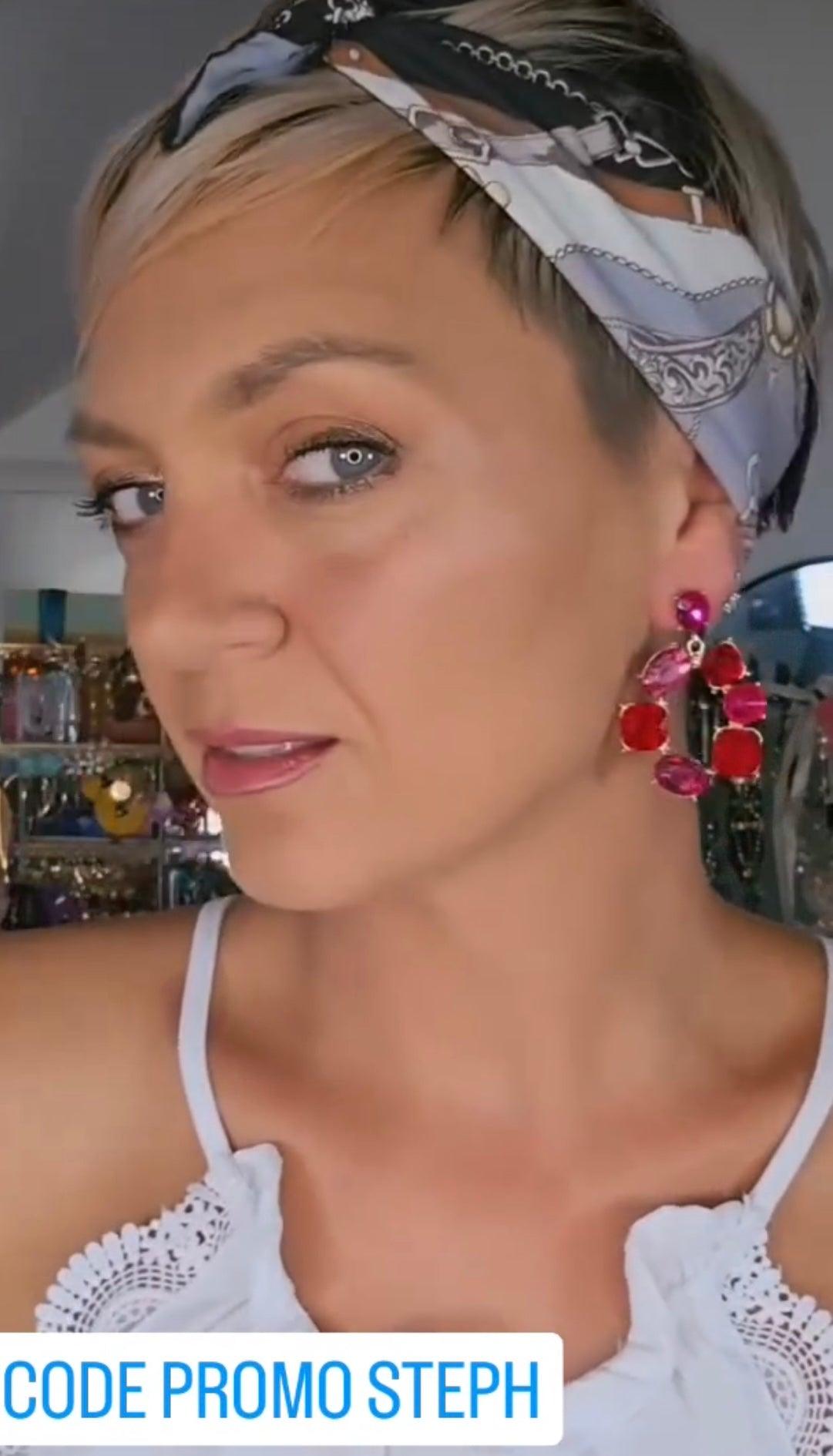 Boucles d’oreilles BELLA brillantes rose rouge framboise - Créations Uniques