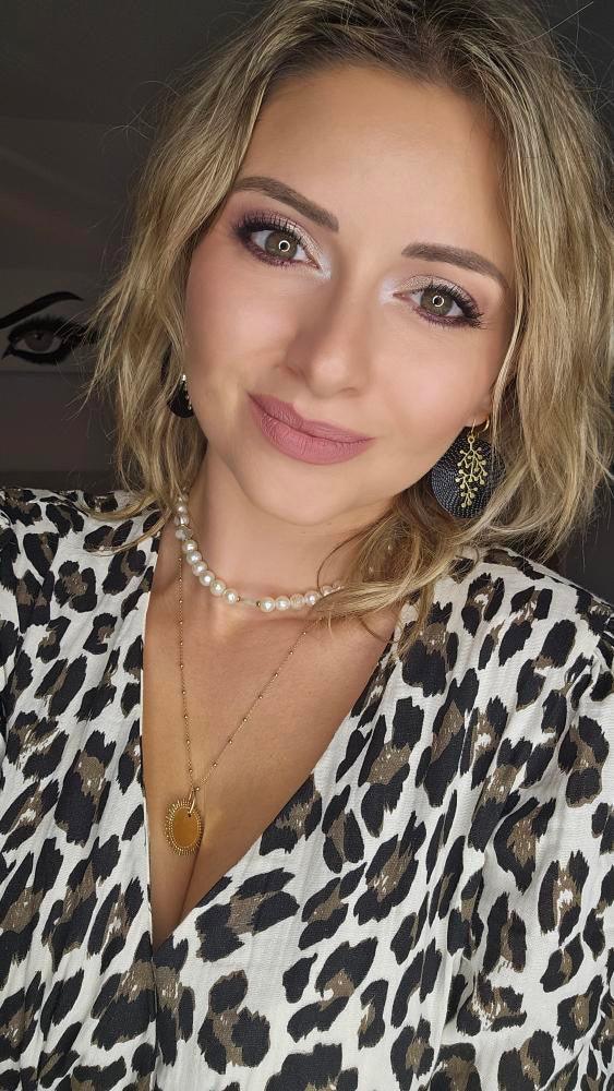 Boucles d’oreilles ELINA disques noirs et feuillage doré - Créations Uniques - Créations Uniques