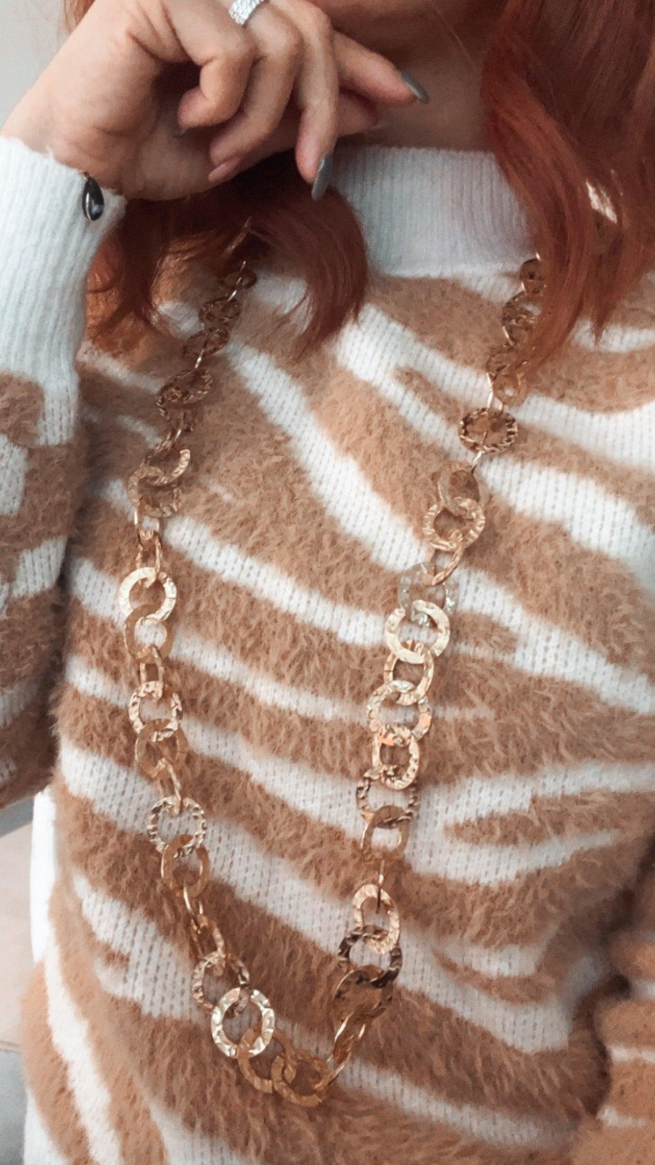 Collier chic MARIJAM sautoir maillons dorés - Créations Uniques