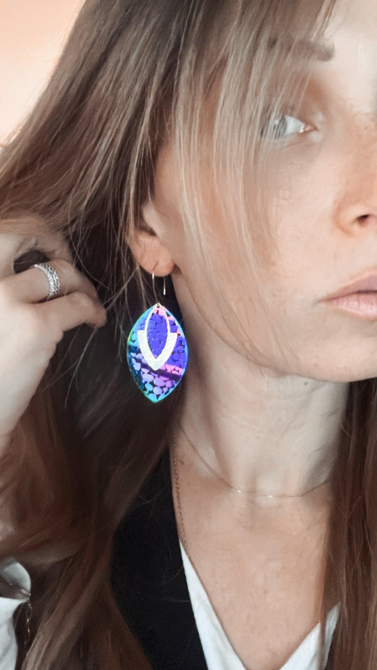 Boucles d’oreilles LUCILLE violettes et dorées - Créations Uniques