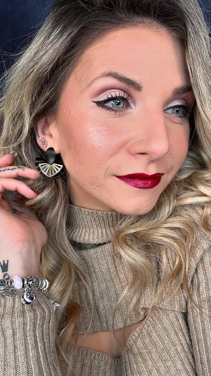 Boucles d’oreilles LALY éventails noirs et dorés superposés - Créations Uniques - Créations Uniques