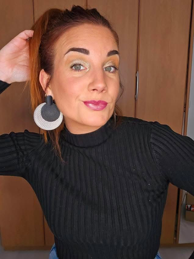 Boucles d’oreilles MAGGY légères, grand modèle noir et argenté - Créations Uniques - Créations Uniques