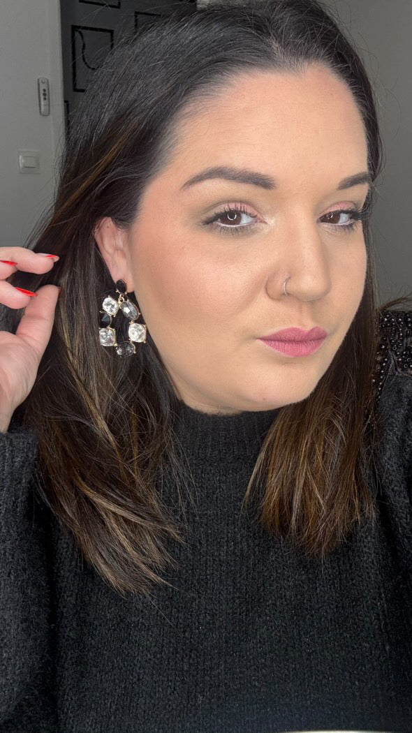 Boucles d’oreilles VALERIANNE style brillant noir et blanc - Créations Uniques