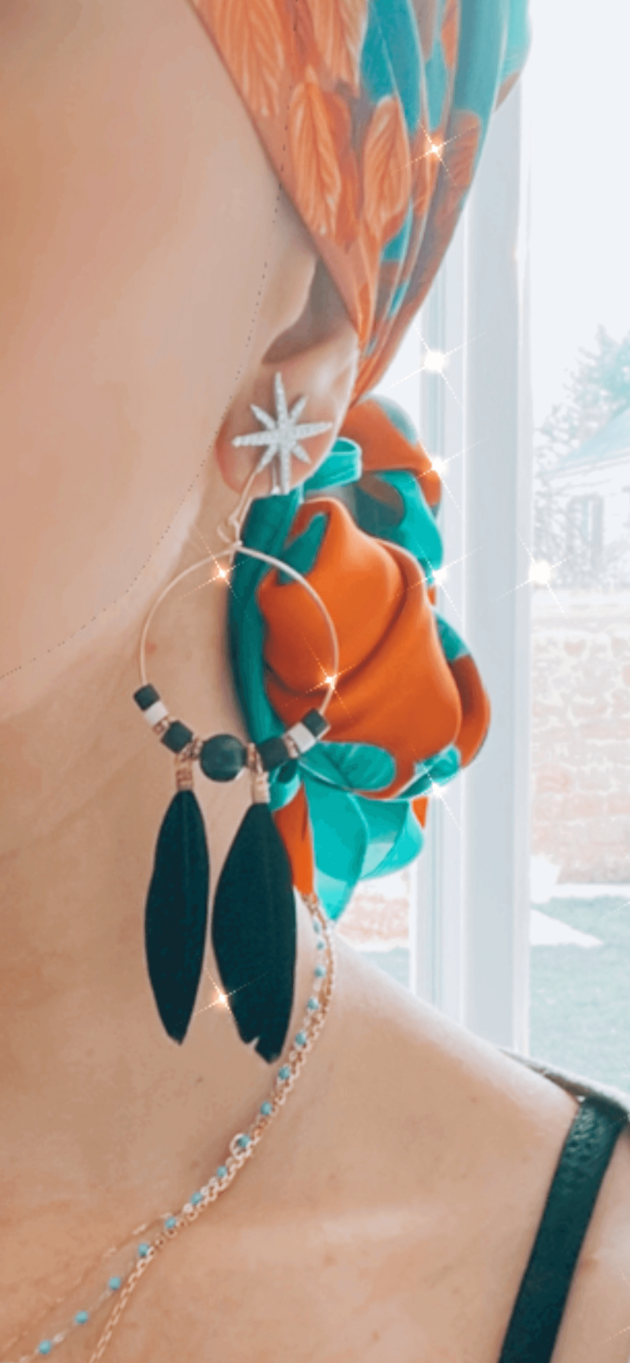 Boucles d’oreilles CAILEE perles et plumes noires - Créations Uniques - Créations Uniques