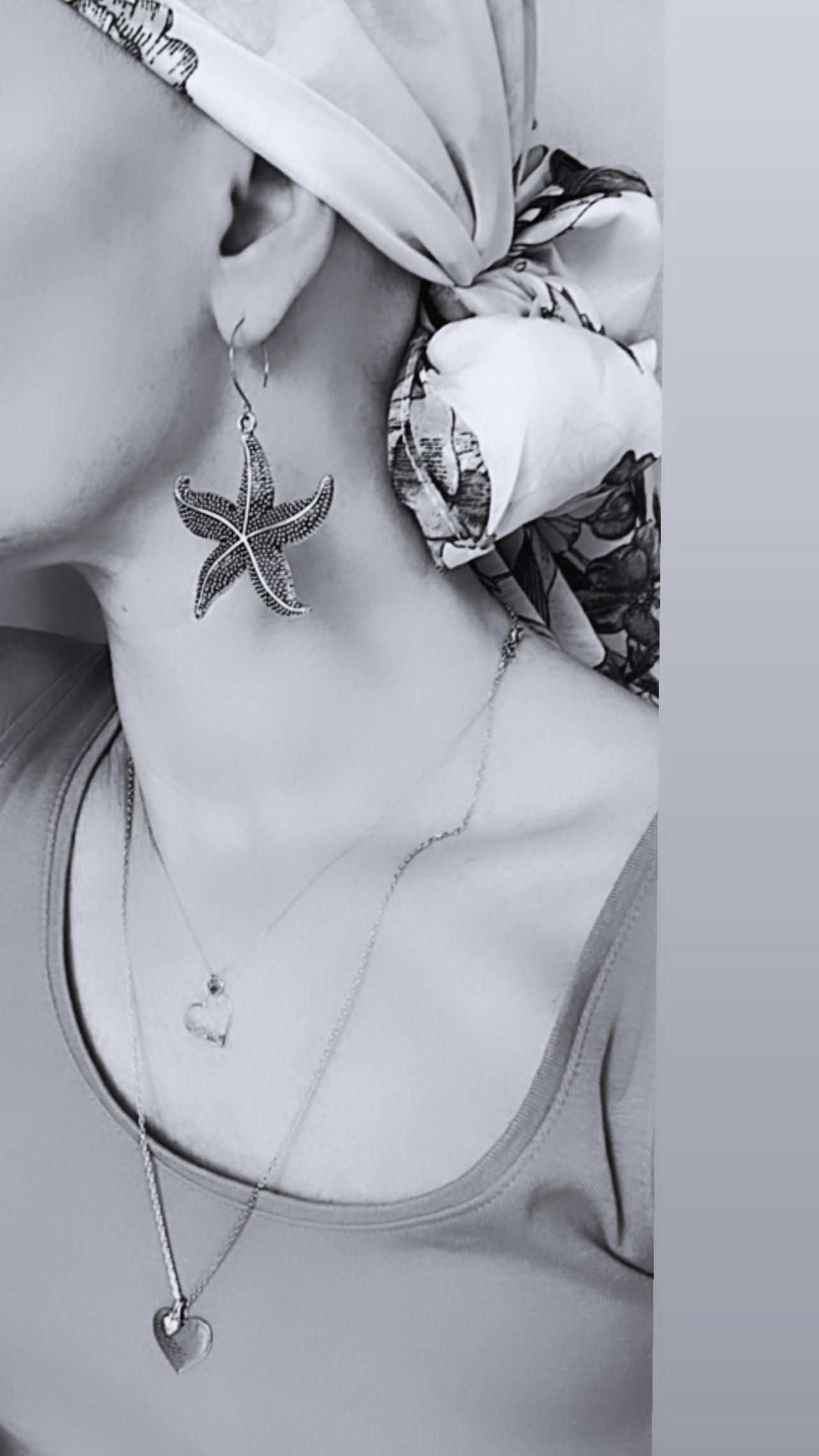 Boucles d’oreilles TRISTANA étoiles de mer argentées - Créations Uniques