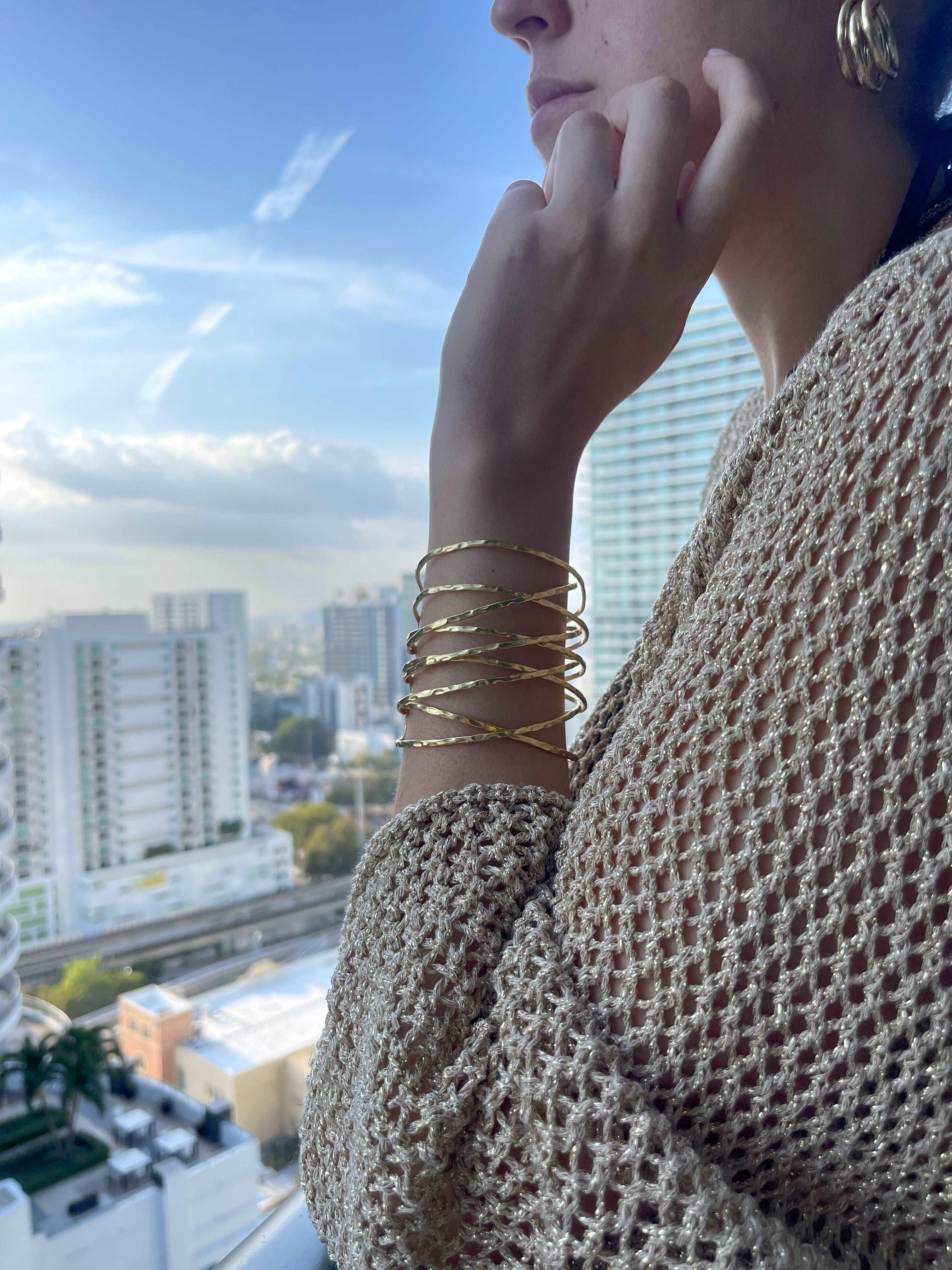 B61047 Bracelet Manchette Fil - Karine Sultan - Créations Uniques