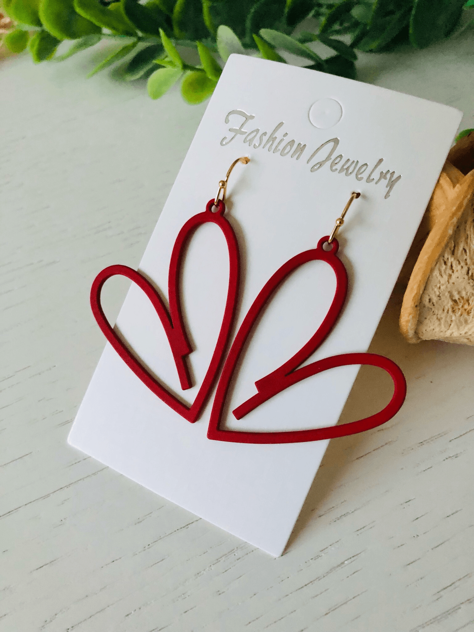 Boucles d’oreilles CALLIE cœurs rouges - Créations Uniques - Créations Uniques