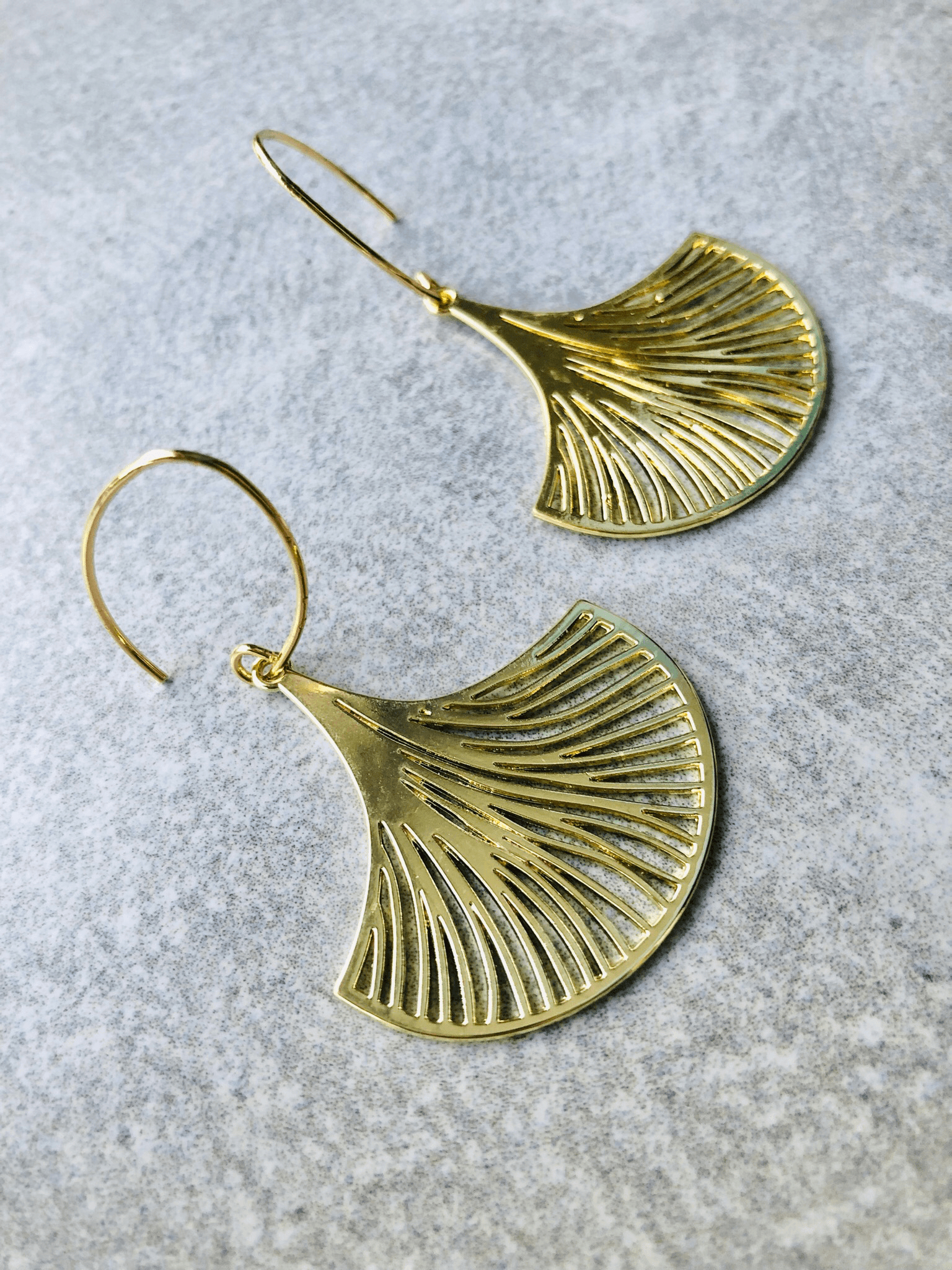 Boucles d’oreilles CHRISTELLE feuilles Ginkgo brillant - Créations Uniques