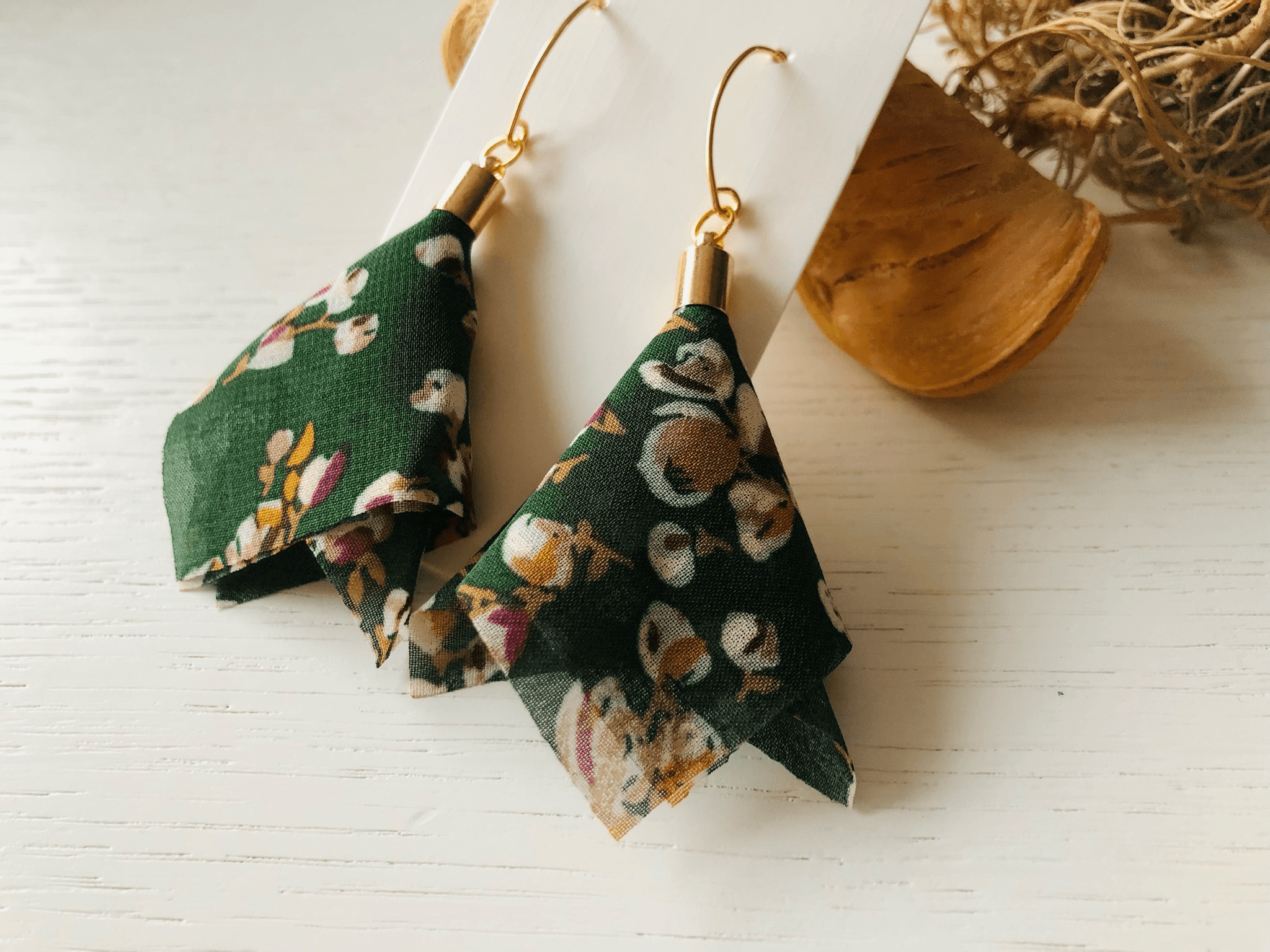 Boucles d’oreilles VERNA tissu motif fleuri - Créations Uniques - Créations Uniques