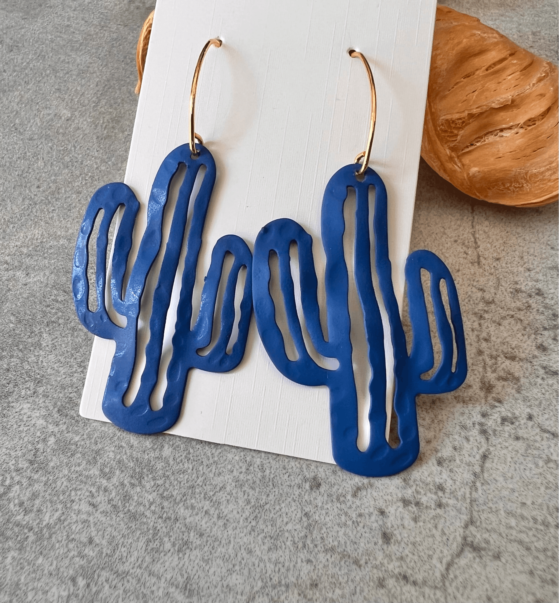 Boucles d’oreilles CAMERON cactus bleu - Créations Uniques - Créations Uniques