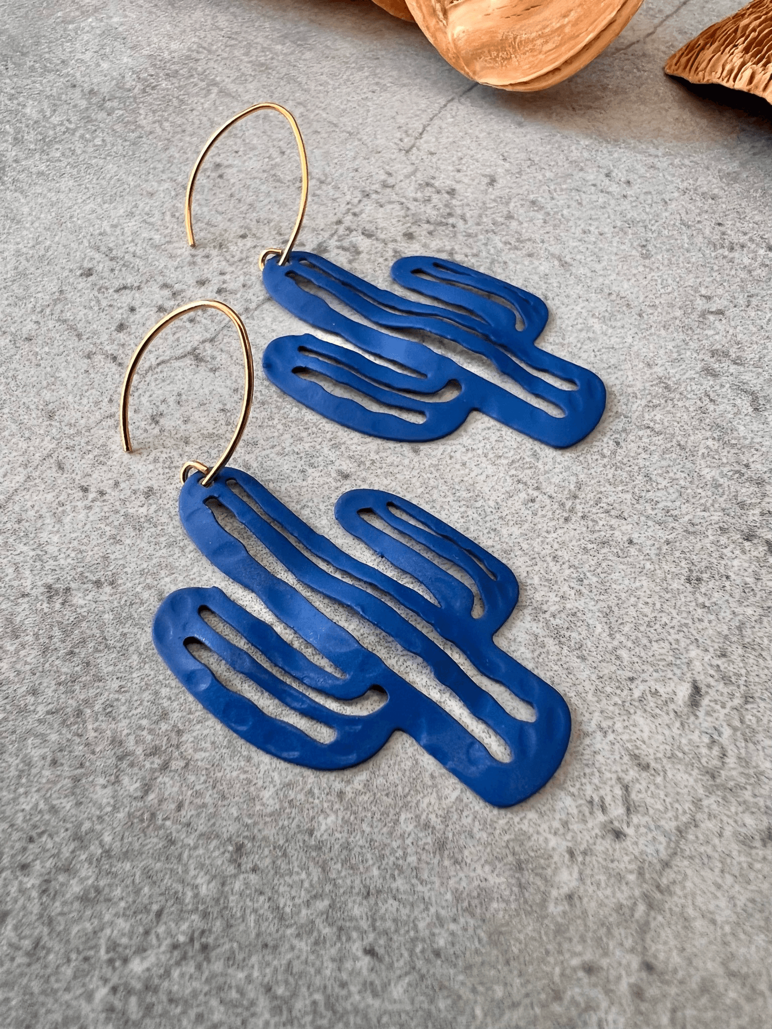 Boucles d’oreilles CAMERON cactus bleu - Créations Uniques - Créations Uniques