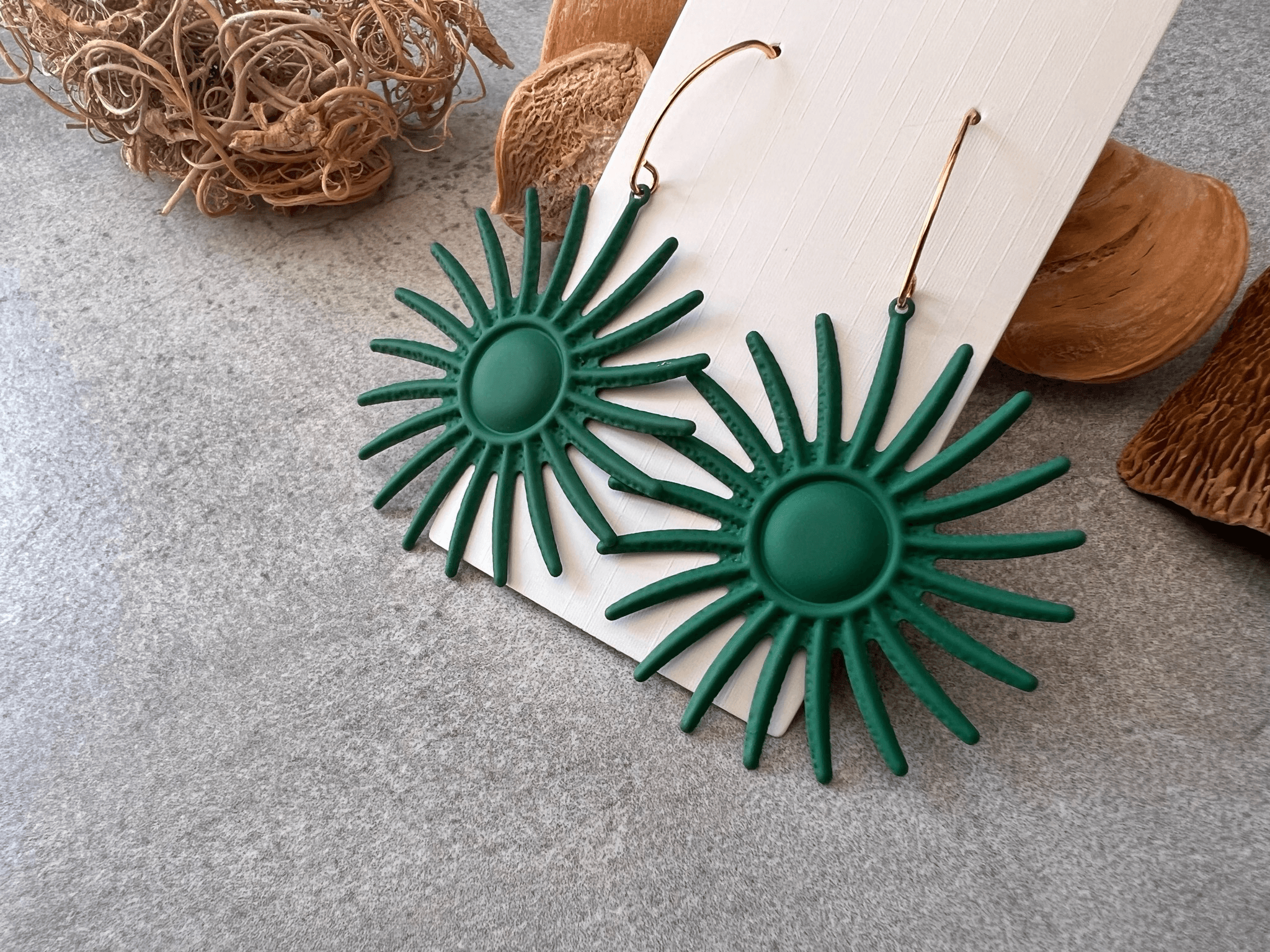 Boucles d’oreilles ANGELA soleil vert - Créations Uniques - Créations Uniques