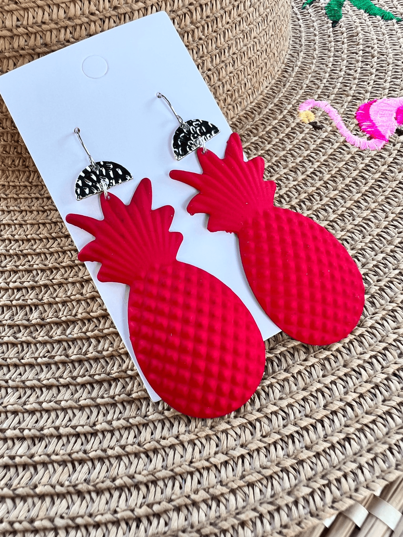 Boucles d’oreilles BRENDA ananas rouges - Créations Uniques - Créations Uniques