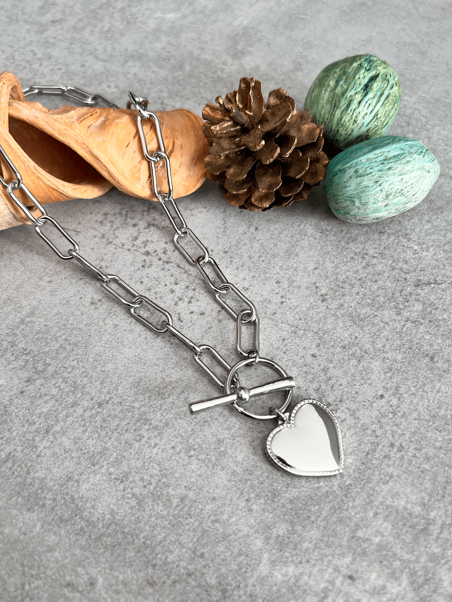 Collier CAMILLE pendentif cœur argenté - Créations Uniques