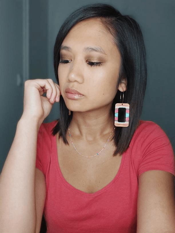 Boucles d’oreilles MERYL rectangles bois motif ethniques - Créations Uniques