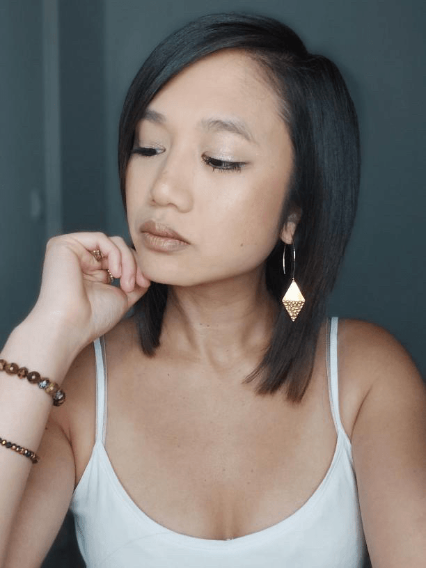 Boucles d’oreilles STACEY losanges dorés moitié martelée - Créations Uniques - Créations Uniques